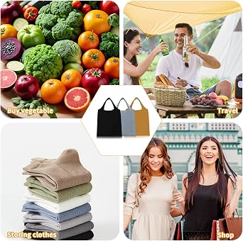 3PCS Shopping Bags Foldable, Reusable Shopper Bag Folding Lightweight Bags for Handbags Tote Bag for Daily Shopping Groceries Travel Storage