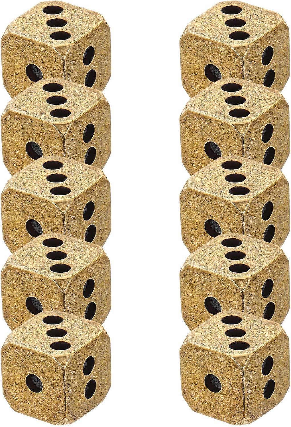 Hemoton 10pcs Vintage Brass Dice 6 Sided Solid Weighted Rounded Corner Game Dice with Clear Sound and Gaming Room Decor