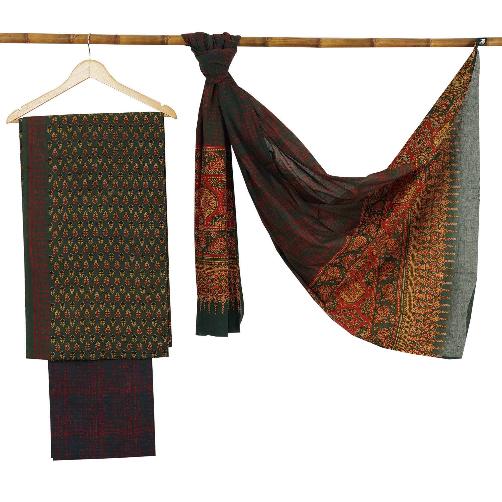 Shoppers PointWomen Hand Block Print 3 Piece Salwar Suit Set