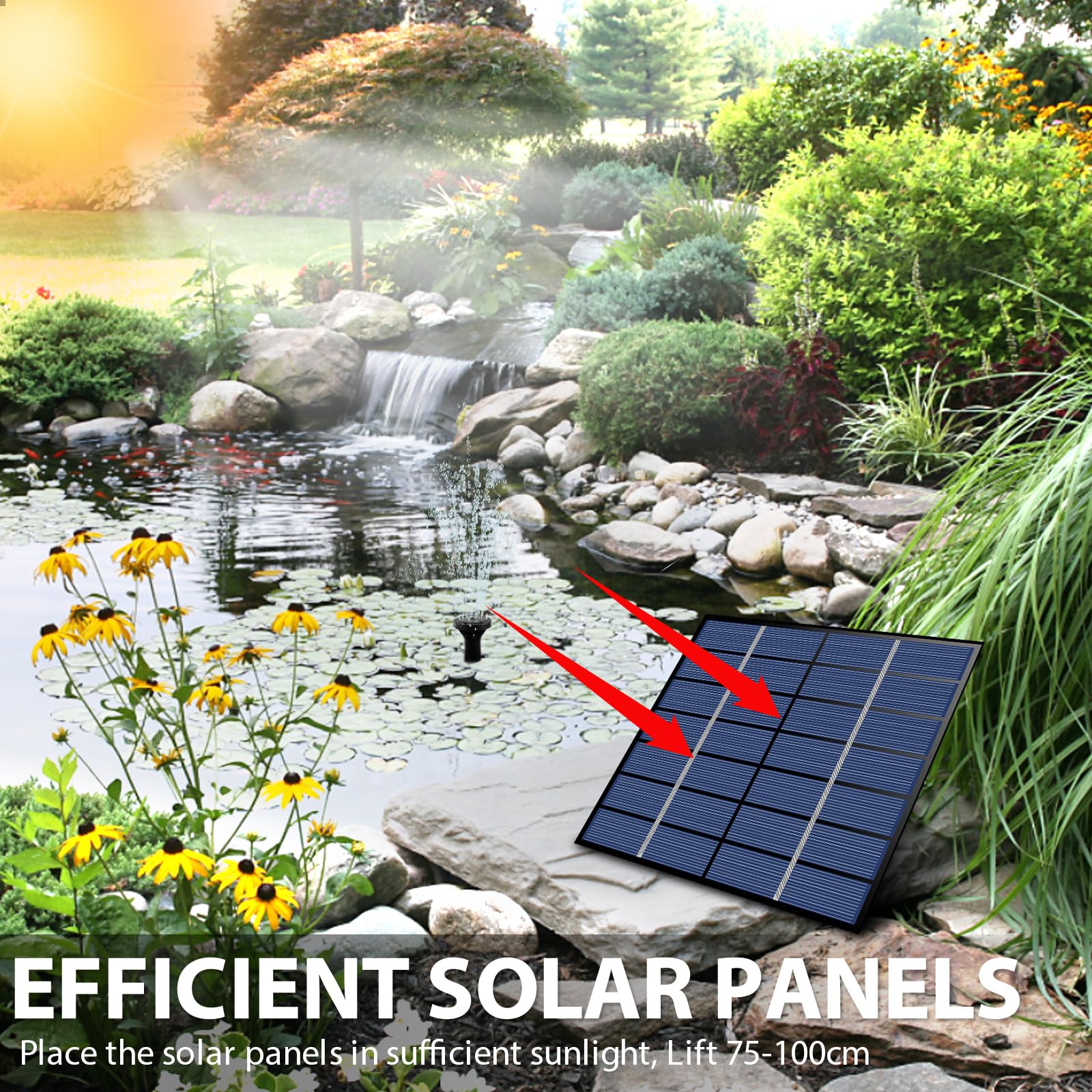 Fontaine Solaire 1,4 W Avec 8 Buses - Kit De Panneau De Pompe à Eau