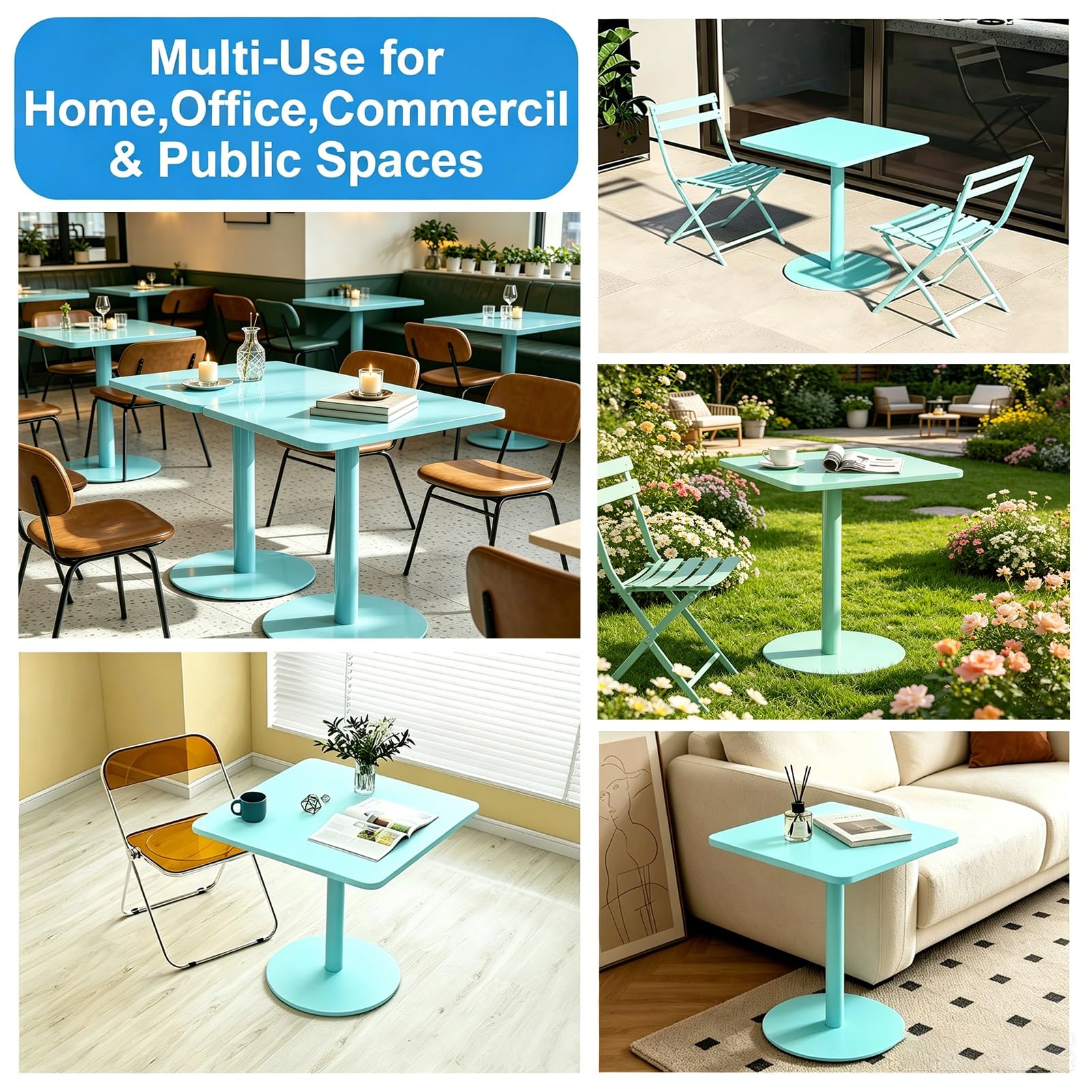 Tavolo Da Pranzo Minimalista Impermeabile Con Piedistallo Quadrato, Scrivania Laterale Impilabile Salvaspazio Per Sala D'attesa Di Boutique, Panetteria, Casa, Uso Interno Ed Esterno(70x70x73cm)
