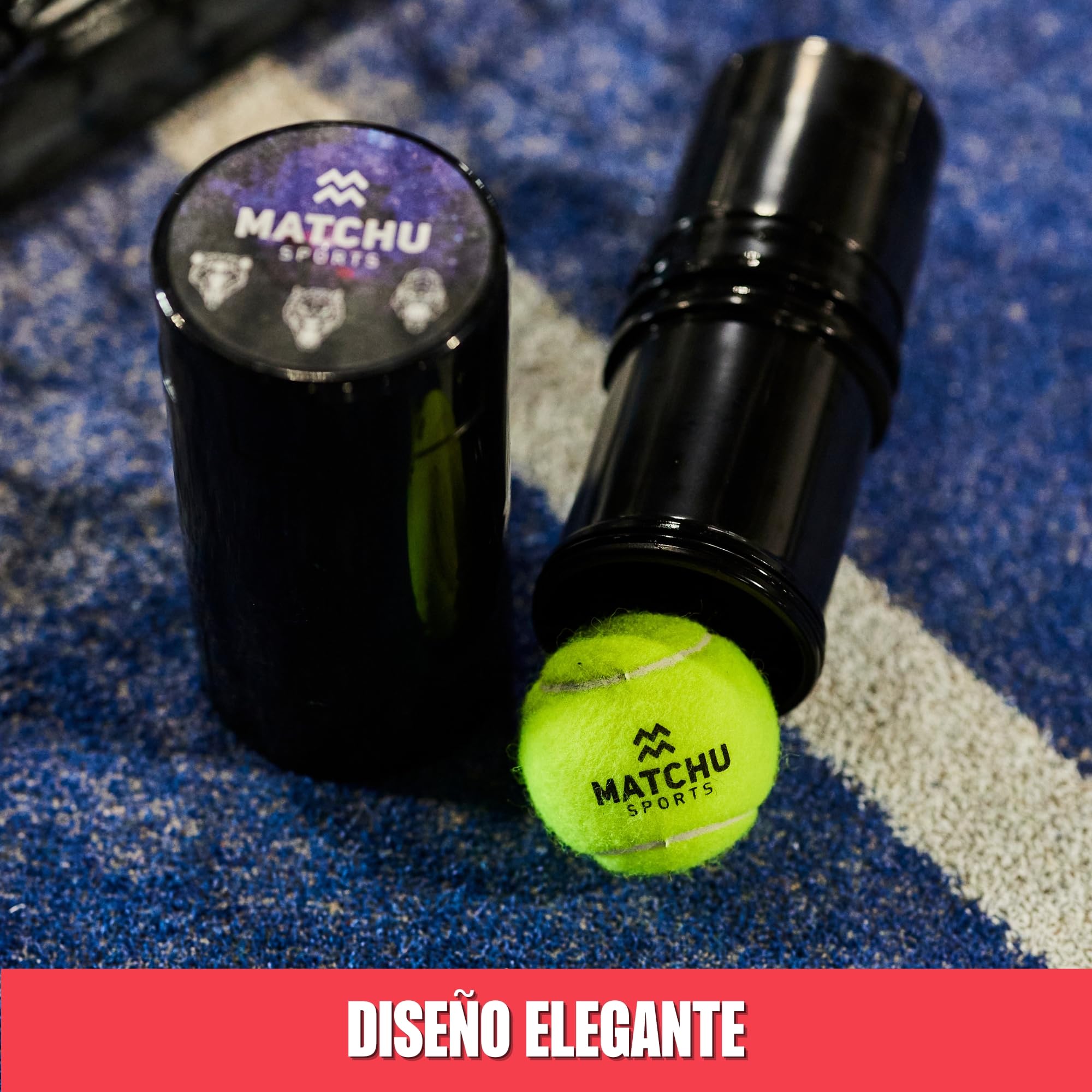 MATCHU - Regulador de Presión para Pádel y Pelotas de Tenis - Soporte de Presión - Reparador de Presión - Presurizer de Bolas - Guardián de Presión - Ahorro de Presión - Extender la Vida Útil - Negro