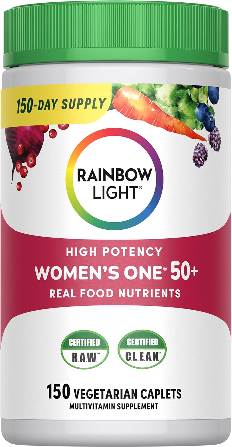 Rainbow Light Multivitamin for Women 50+, Vitamin C, D & Zinc, Probiotics, Women’s One 50+ Multivitamin Provides High Potency Immune Support, Non-GMO, Vegetarian, 150 Tablets 150 Count (Pack of 1) - Image 1 of 6