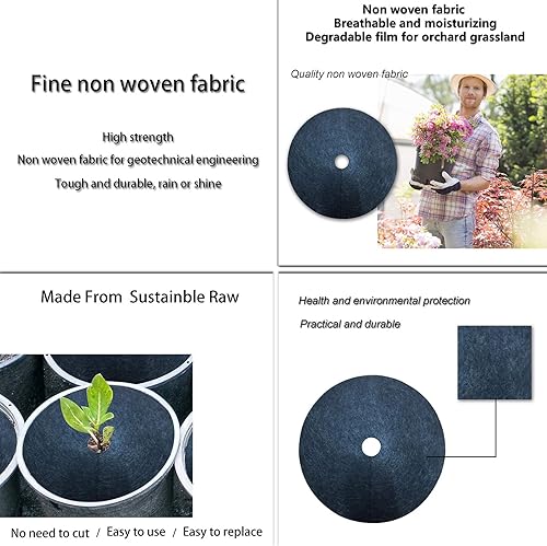 Miniatura 6 de BDSJBJ Anillos de árbol para paisajismo, tela no tejida de 24 pulgadas, protector de árboles, cubierta de plantas, mantillo para paisajismo, control