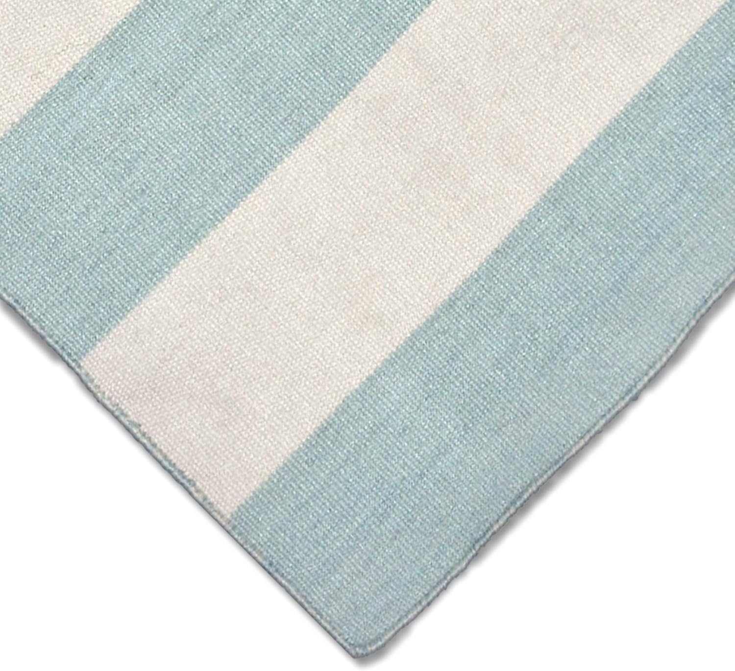 Liora Manne Sorrento Rugby Stripe Water Reversible Lightweight Rug, 3'6" X 5'6", Blue and Ivory