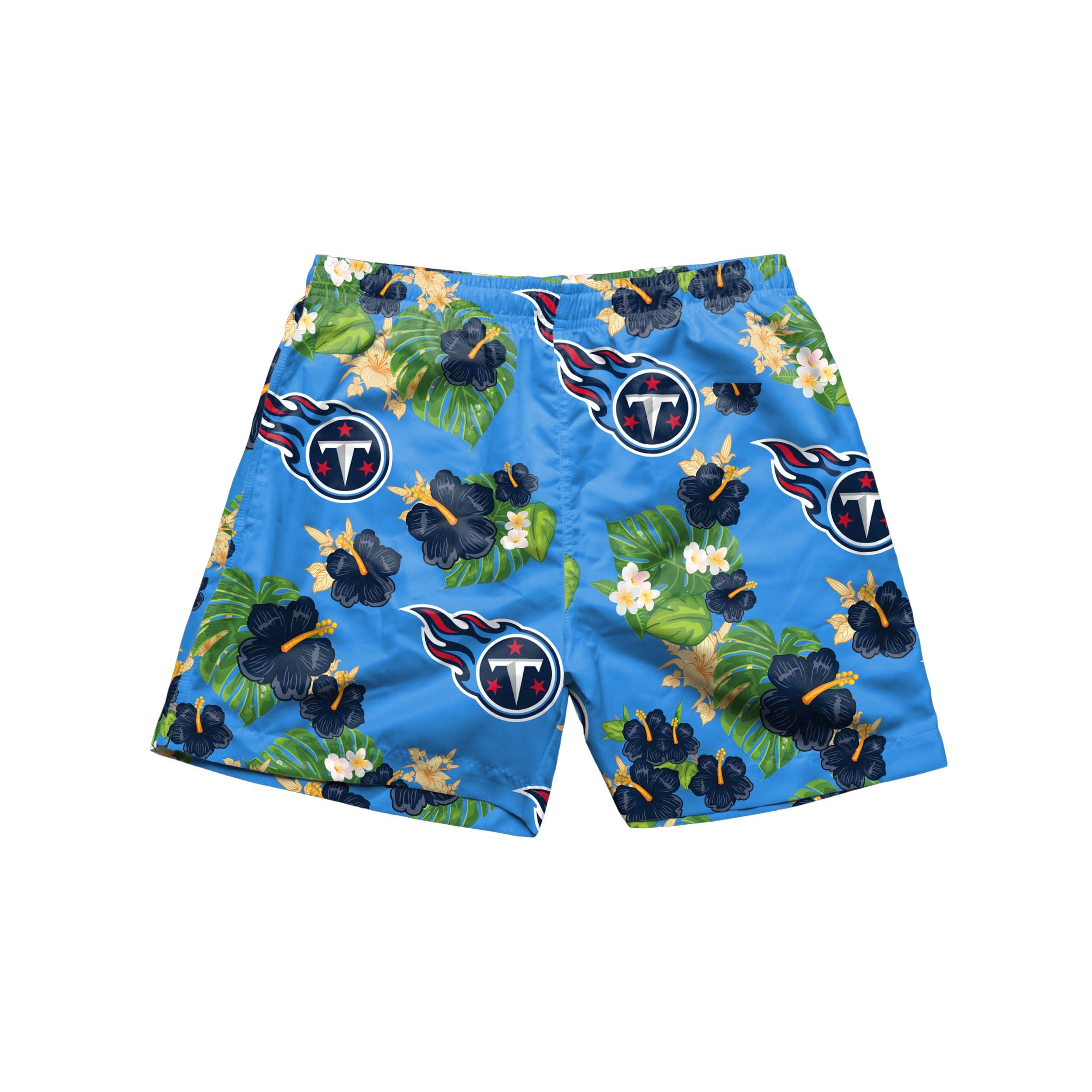 FOCO NFL Mens NFL Team Logo Floral Hawaiian Swim Suit Trunks