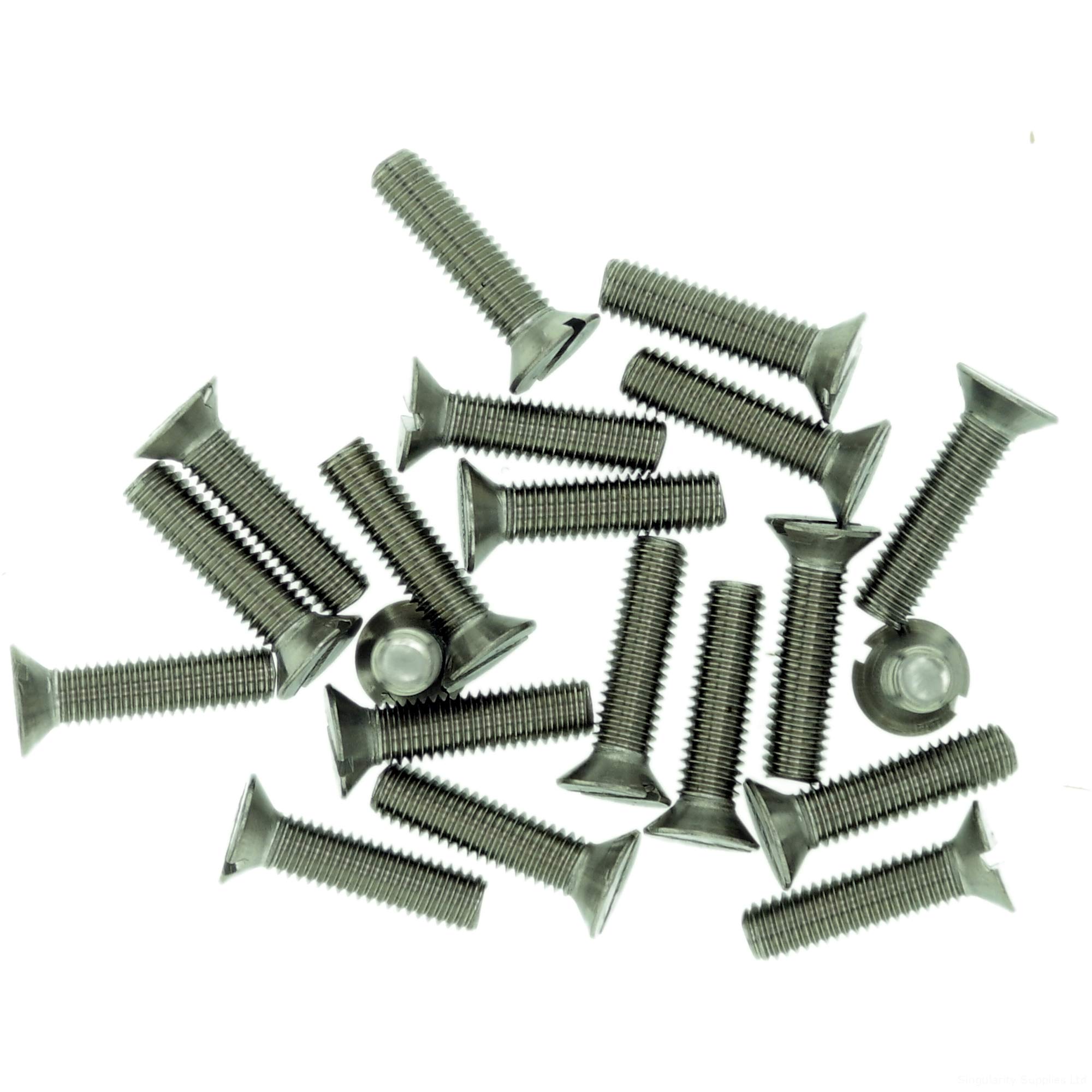 Singularity Supplies M5 (5Mm X 22Mm) Slot Countersunk Machine Screw (Bolt) - Stainless Steel (A2) (Pack Of 20)