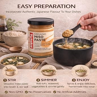 Yutaka Organic Miso Paste 300g – Authentic Japanese Soybean & Rice Miso | Unpasteurised Organic | Gluten Free Vegan Cooking Paste