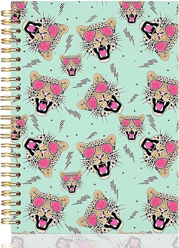 UTELKA Vintage Preppy Pink Leopard Notebook Cheetah Journal Notebooks, Trendy Le