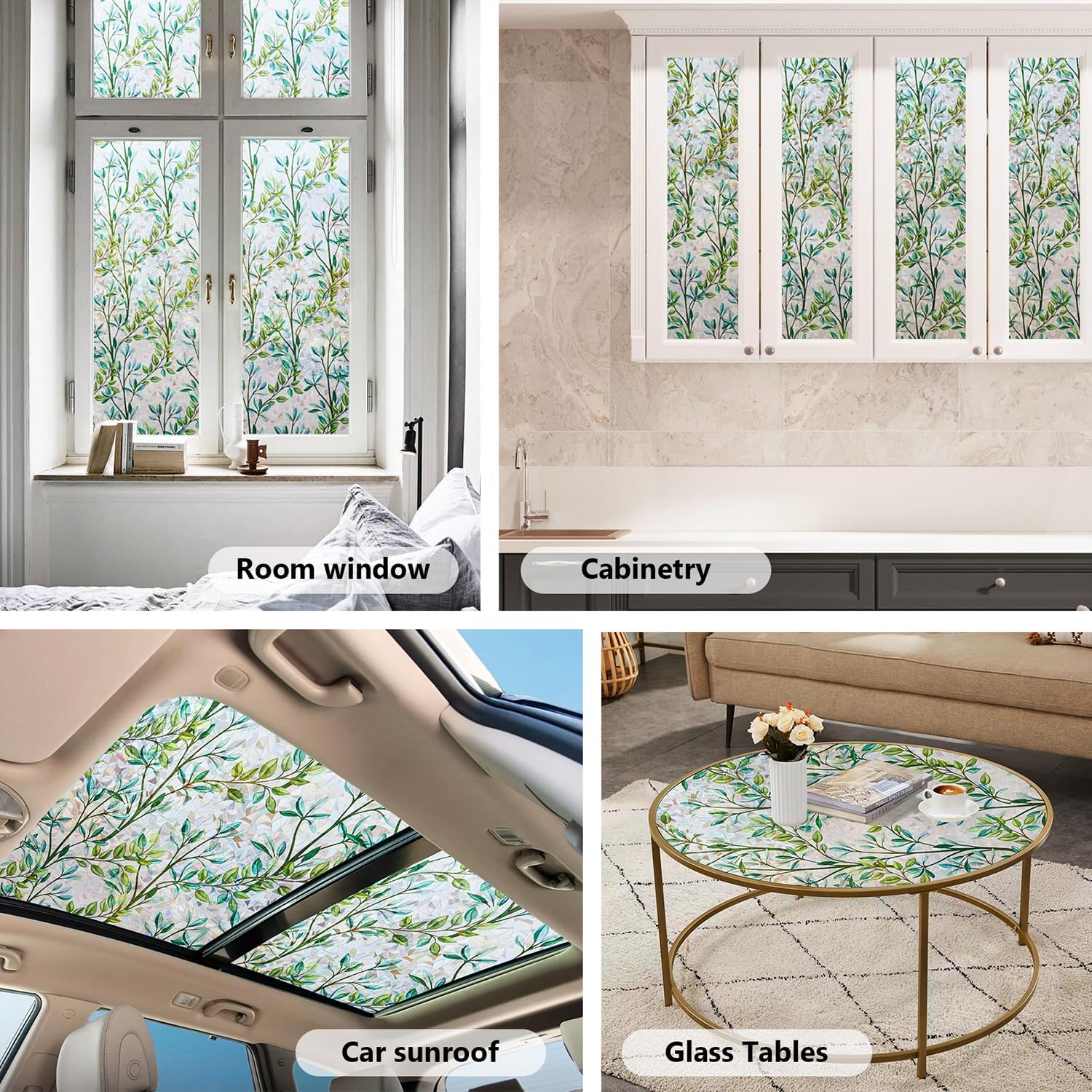 Ranzdn Window Privacy Film - Stained Glass Window Film Static Cling UV & Heat Blocking Rainbow Window Film for Glass Doors, Bedroom Windows - No Glue Premium Vinyl (Easy Install,17.5"×157.4")