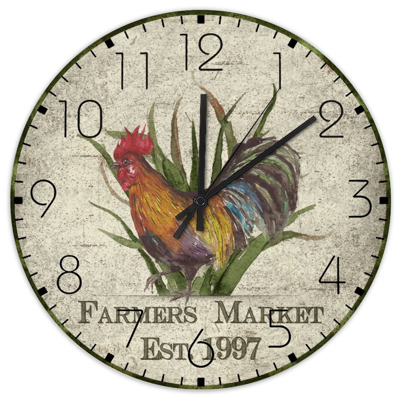 Horloge murale vintage en bois silencieuse 38 cm pour éliminer le bruit nocturne