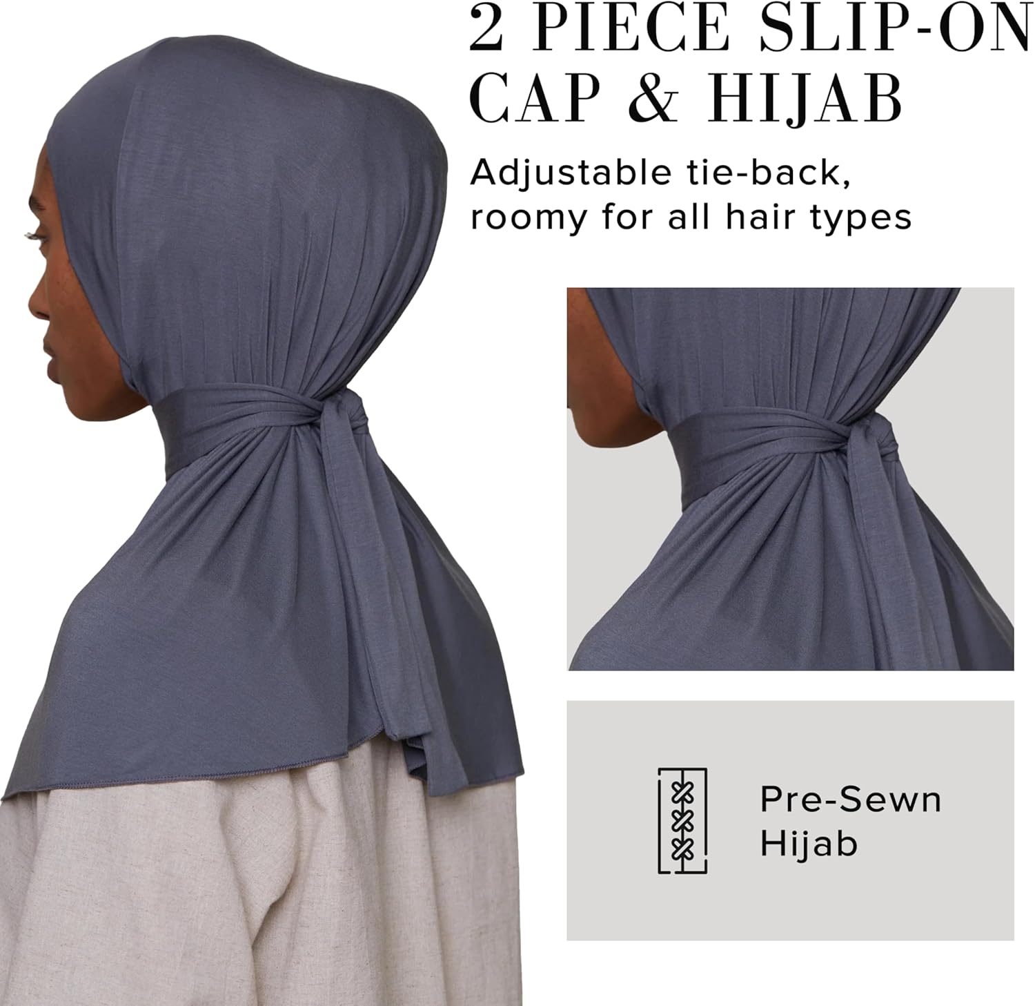 VOILE CHIC Instant Hijab Scarf for Women - 2-Piece Amira Slip-On Premium Jersey Hijab Scarf Wrap - Image 6