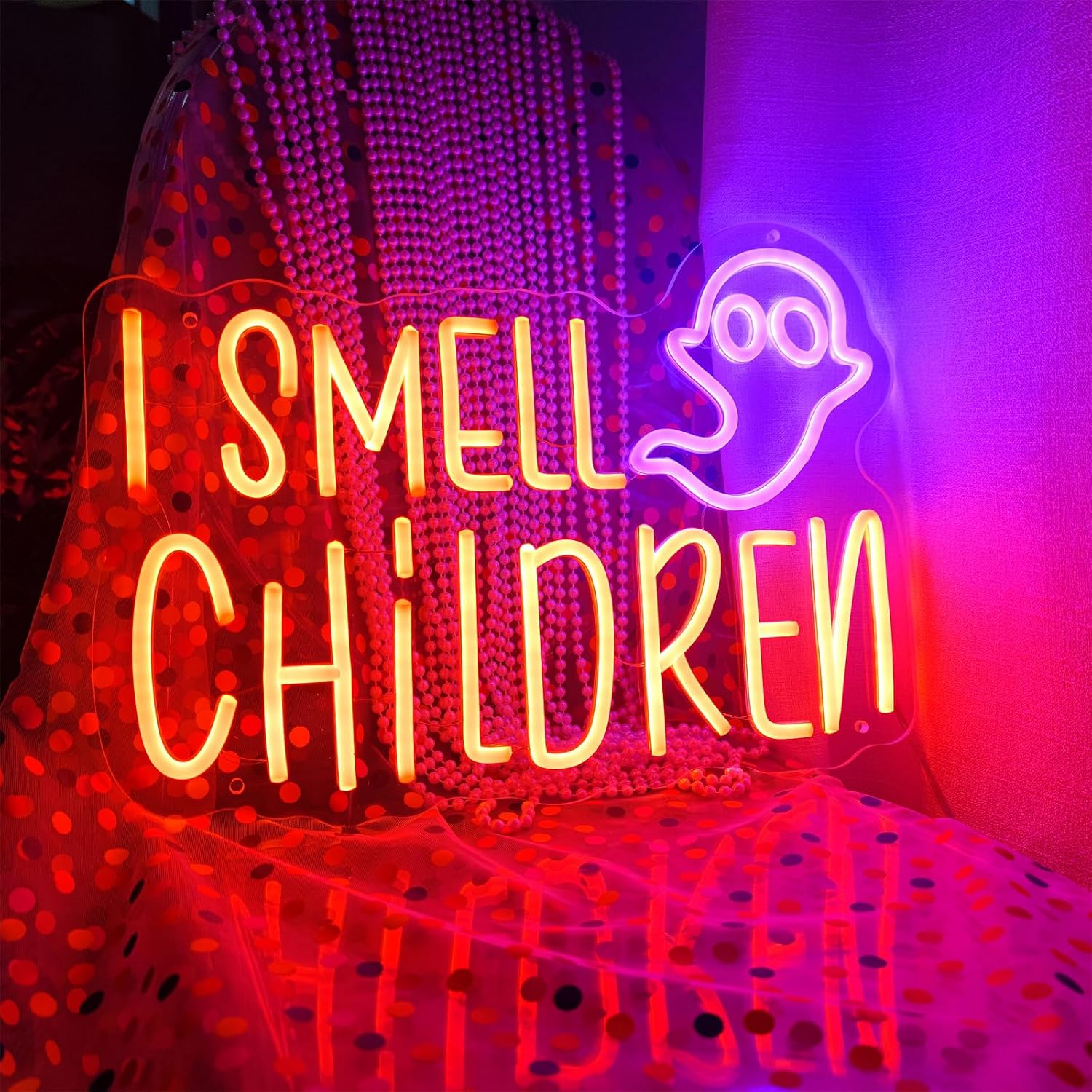 Halloween I Smell Children Neon Signs,INSNEnN Neon Signs For Wall Bedroom Decor,Halloween Party Decor Neon Lights for Outdoor House Home Decorate,Halloween Background,Gift for Halloween 15.7 * 11.3’’