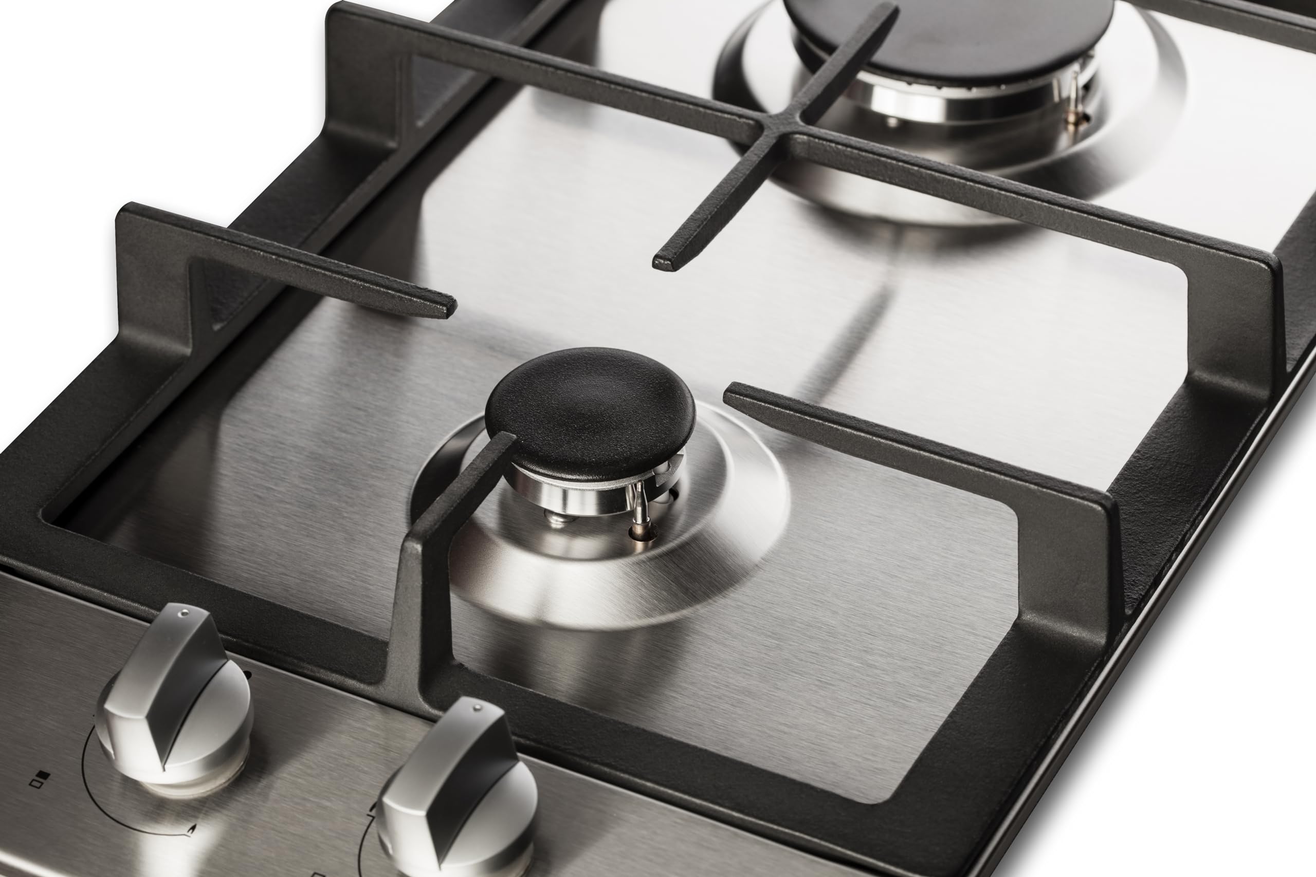 PremierTech Piano Cottura a Gas, 2 Fuochi, 30cm, Domino, Acciaio Inox, Supporto in Ghisa Professionale, predisposto Metano e kit ugelli GPL inclusi, da Incasso, PC2G30