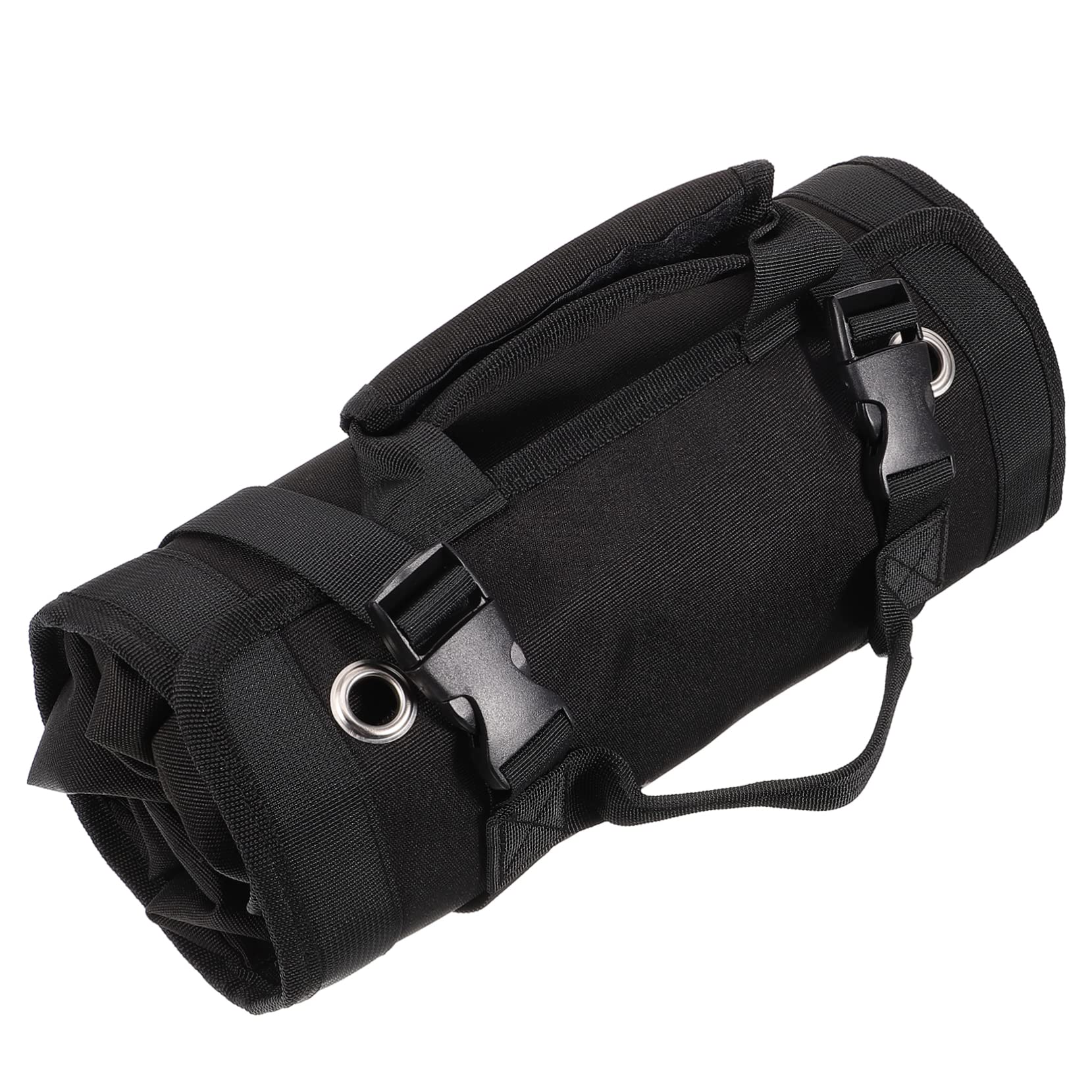 Paquet à Outils Enroulable en Toile Oxford Noire, Poignée, Accès Facile, Rangement Pratique pour Électricien, Menuisier et Atelier