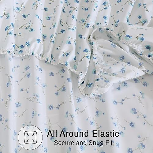 Miniatura 7 de ZOYER Juego de sábanas de percal de 100 % algodón refrescantes y crujientes, con bolsillos profundos de 16 pulgadas, ligeras y transpirables,