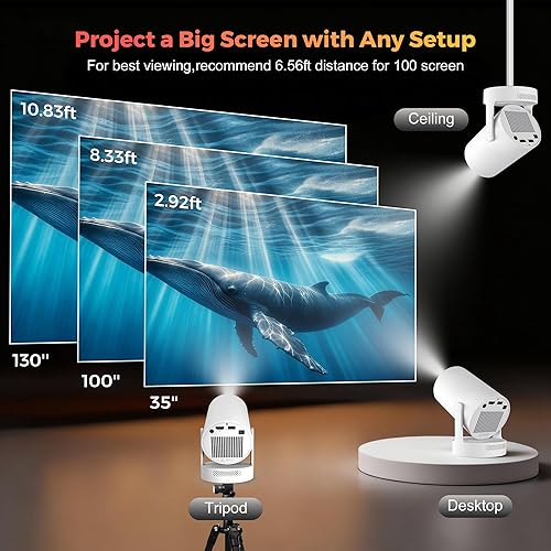 Miniatura 8 de Enfoque eléctricoMini proyector WellSonic con WiFi y Bluetooth, proyector portátil de 260 Ansi con altavoz de 5 W, Keystone vertical automático y