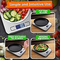 Vista 6 de Báscula de alimentos con sensor de 4 puntos – Báscula de cocina digital de peso gramos y onzas, libras, ml, leche ml con pantalla LCD, carga de 22