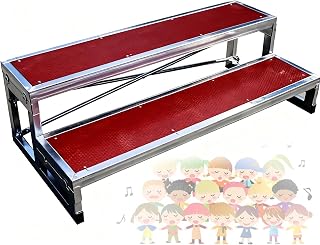 1/2/3 Level Portable Choral Risers Choir Stairs Platform, Choir Singing Steps for Classroom Church, Group Photo Lectern Podium Staircase Stand, Tiered Tread Steps 2Tier
