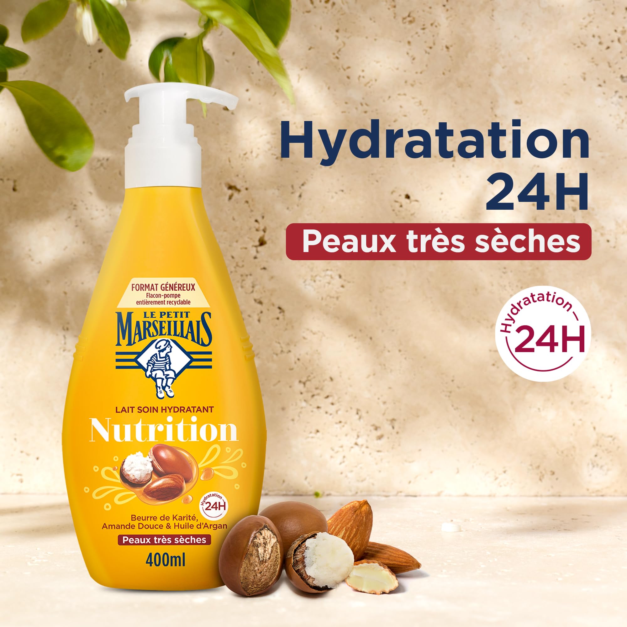 Image secondaire de Lait Soin Hydratant Nutrition 400ml - Le Petit Marseillais pour Peaux Très Sèches