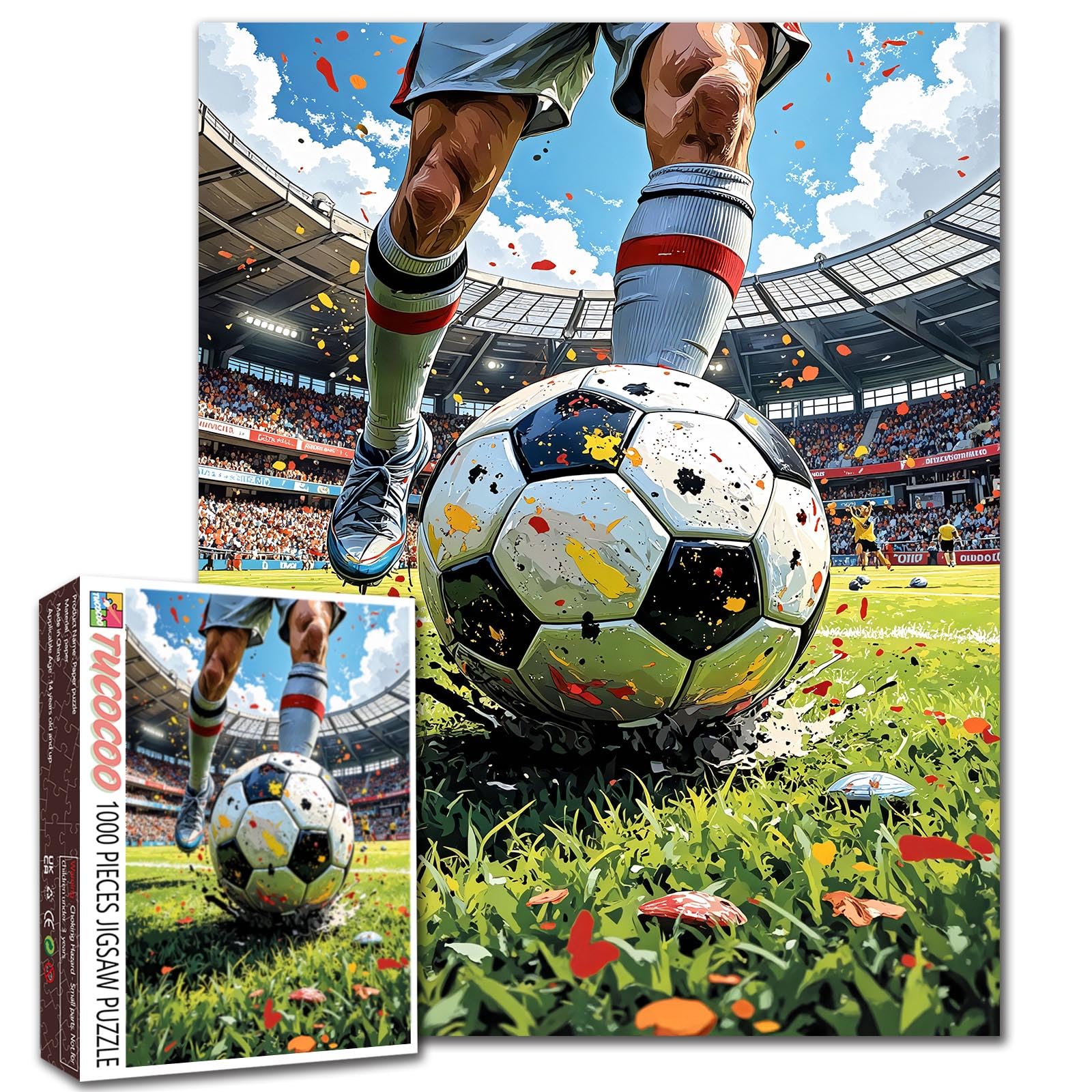 Football Athlete 1000 Piece Jigsaw Puzzles for Adults Soccer Ball Sport Athlete Jigsaw Puzzle Football Stadium Puzzles DIY Craft Puzzle Cultural Family challenging Gift Bedroom Decor