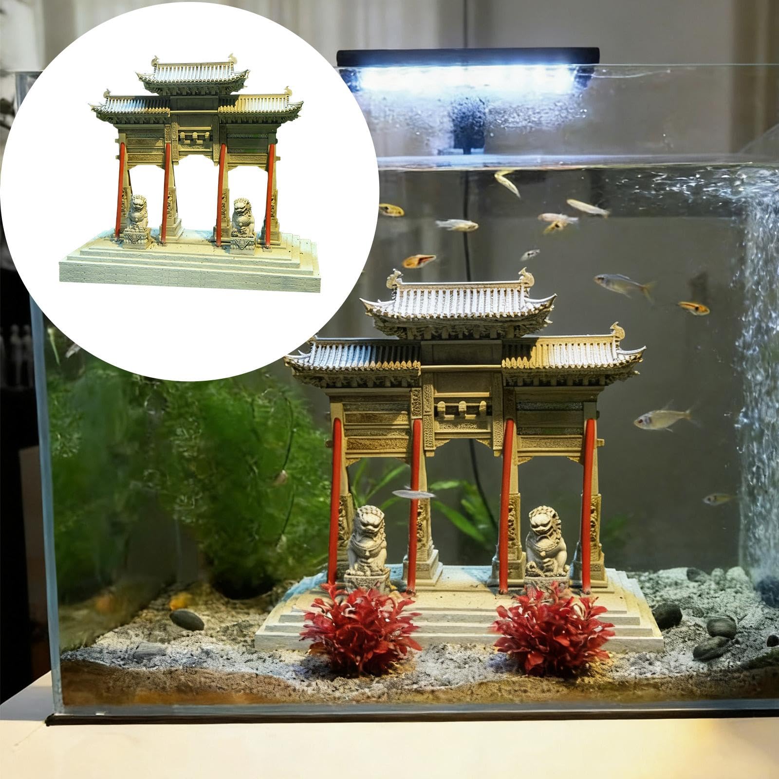 Decorazione per acquario in resina, robusta decorazione cinese, ornamento decorativo per acquario, regalo realistico