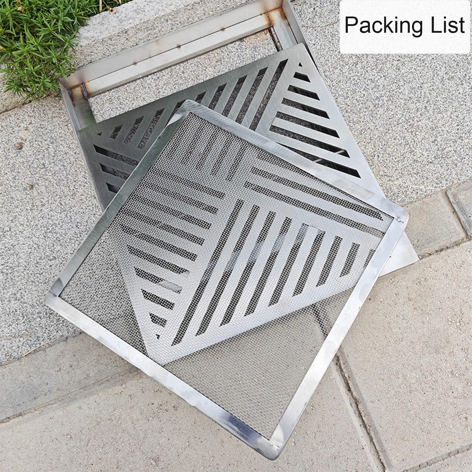 Rejilla de desagüe de Acero Inoxidable, Tapa de desagüe de Estilo clásico, Juego de Tres Piezas, a Prueba de obstrucciones, Apta para cocinas, baños y Patios (40 cm/16 Pulgadas).