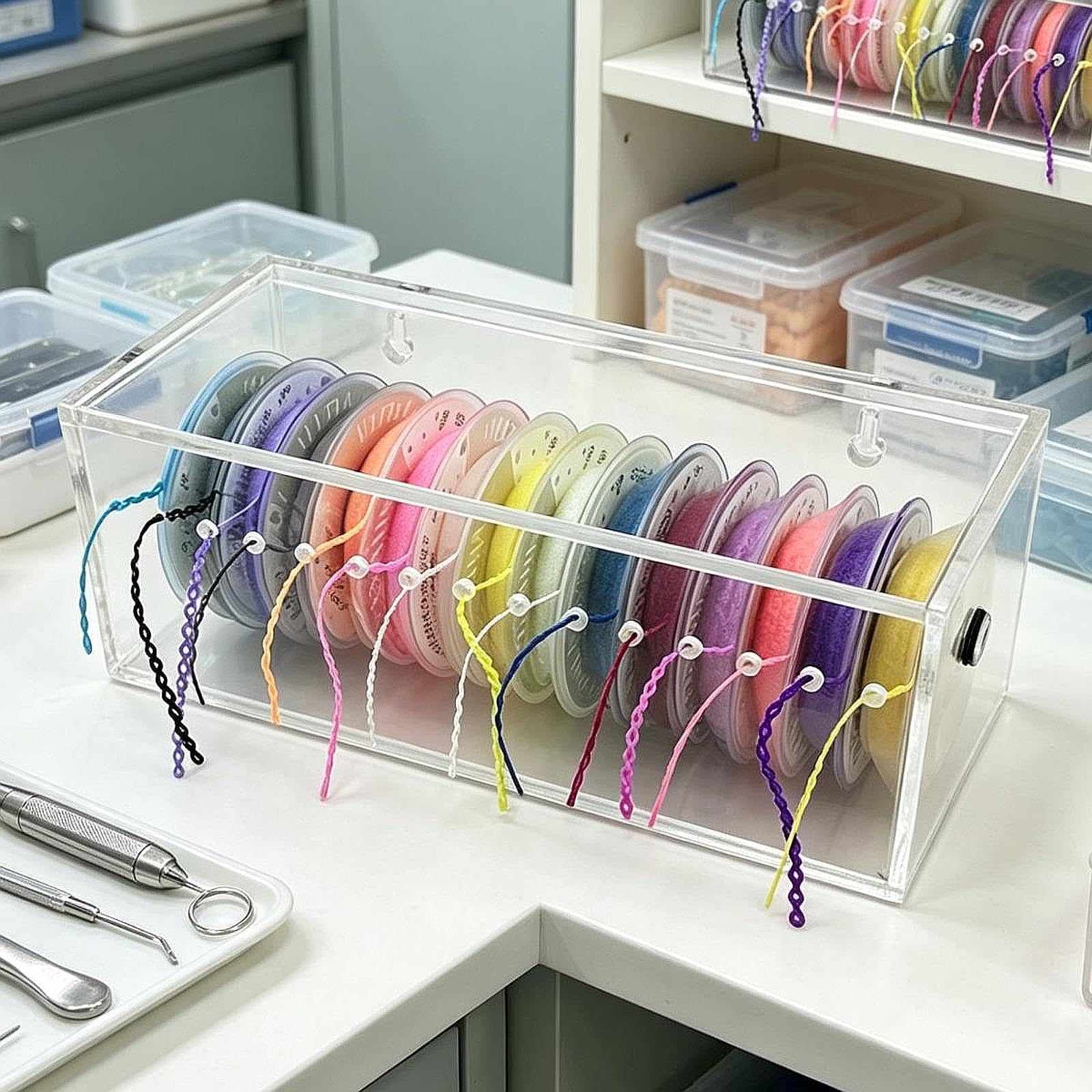 Étui de Rangement pour chaînes élastiques dentaires, boîte de Rangement perforée, qualité supérieure, Organisateur de chaînes orthodontiques