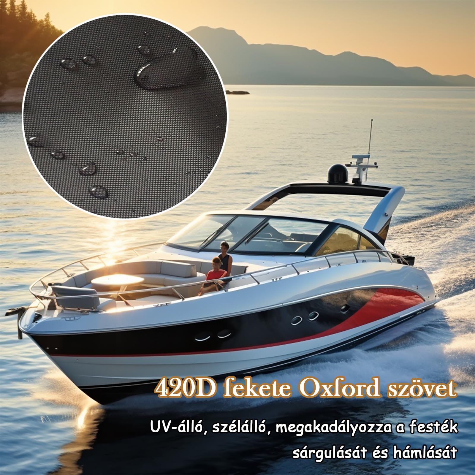 Copertura Impermeabile per Barche, Telo per Barca, Telo Copribarca, Oxford 420D Tessuto, Antipolvere Resistente ai Raggi UV Copertura Della Barca, Barca da Sci da Pesca (BLACK,LxW/810x500cm)