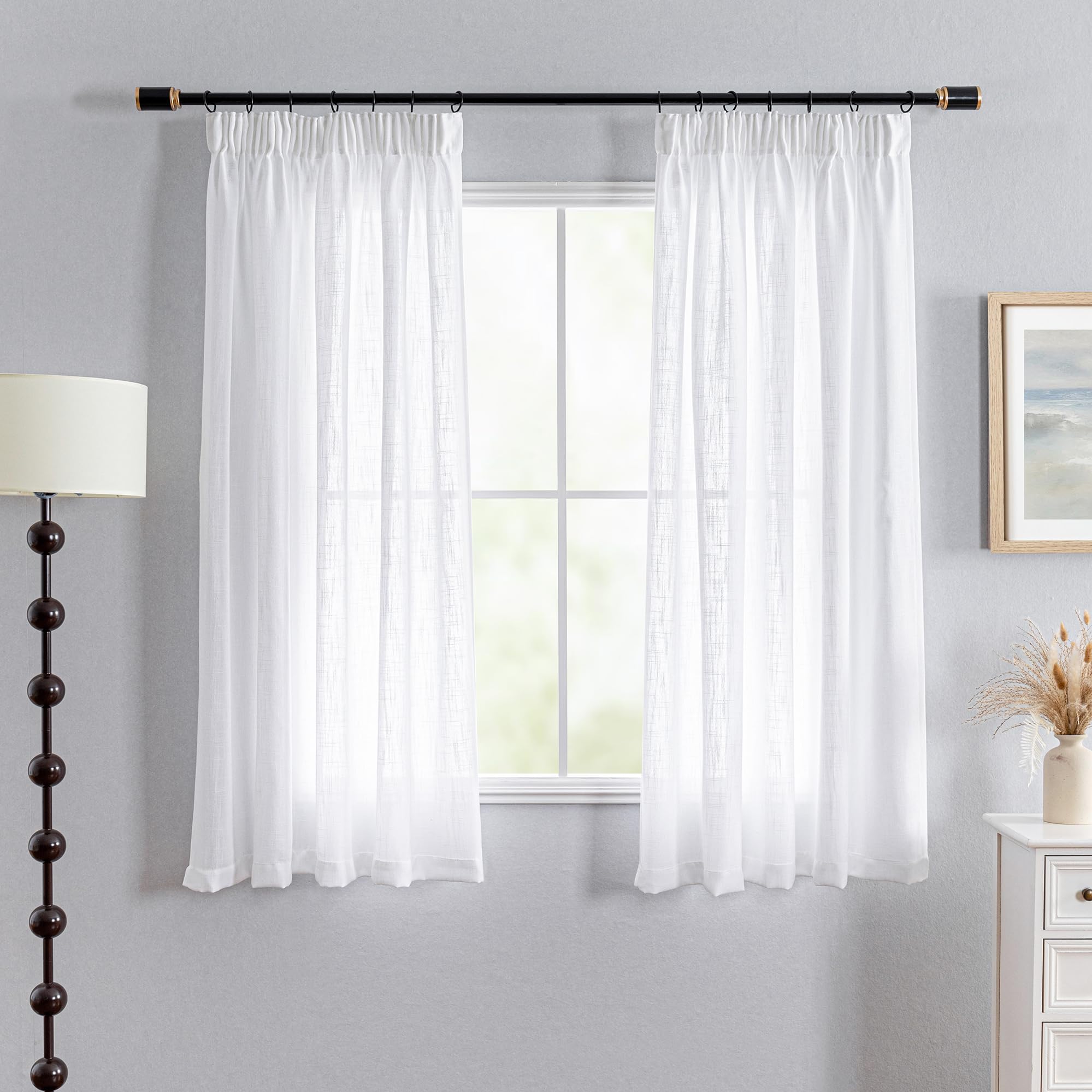 MYSKY HOME Gordijnen en gordijnen woonkamer gordijn met plooiband lusjesgordijn gordijn set van 2 gordijn halftransparent linnenlook gordijnen voor