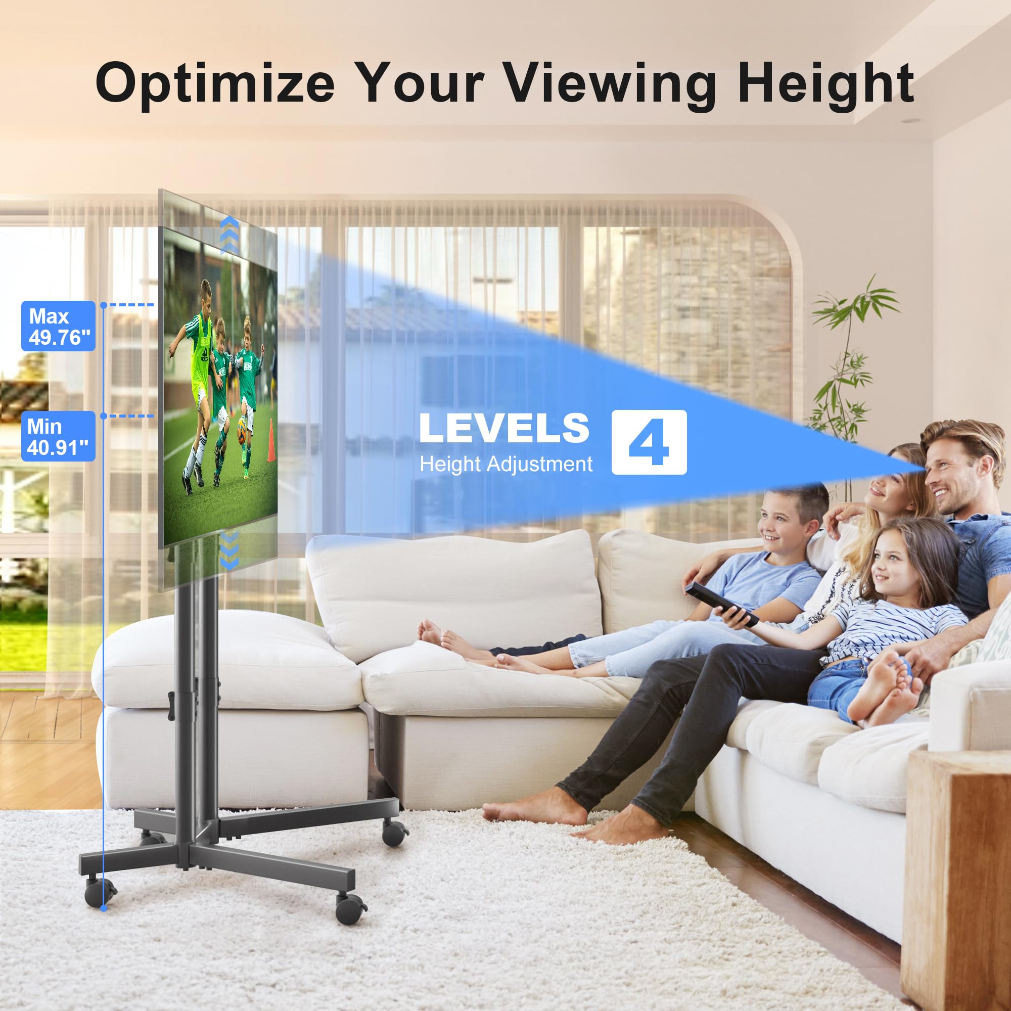 XINLEI Stojak pod telewizor, kółka do telewizorów o przekątnej 32-75", płaski, zakrzywiony panel, do 40 kg, regulacja wysokości, maks. VESA 600 x 400