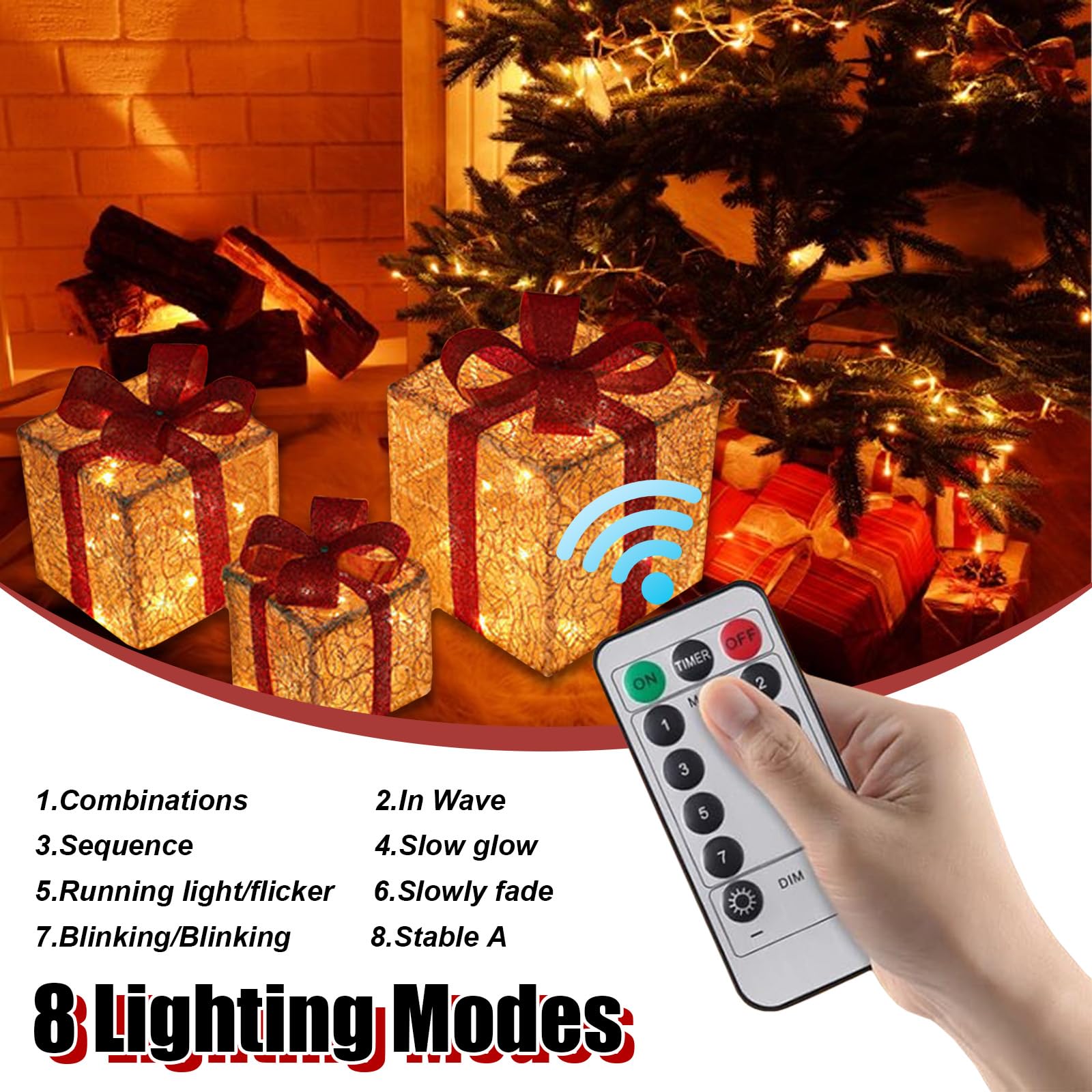 3er Set LED Geschenkbox Weihnachten, LED Deko Geschenkbox