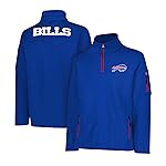 Ultra Game NFL Official Adults Quarter-Zip Super Soft Pullover Sweatshirt with Zipper Pockets - Unisex, Buffalo Bills, Team Color Updated, Medium
