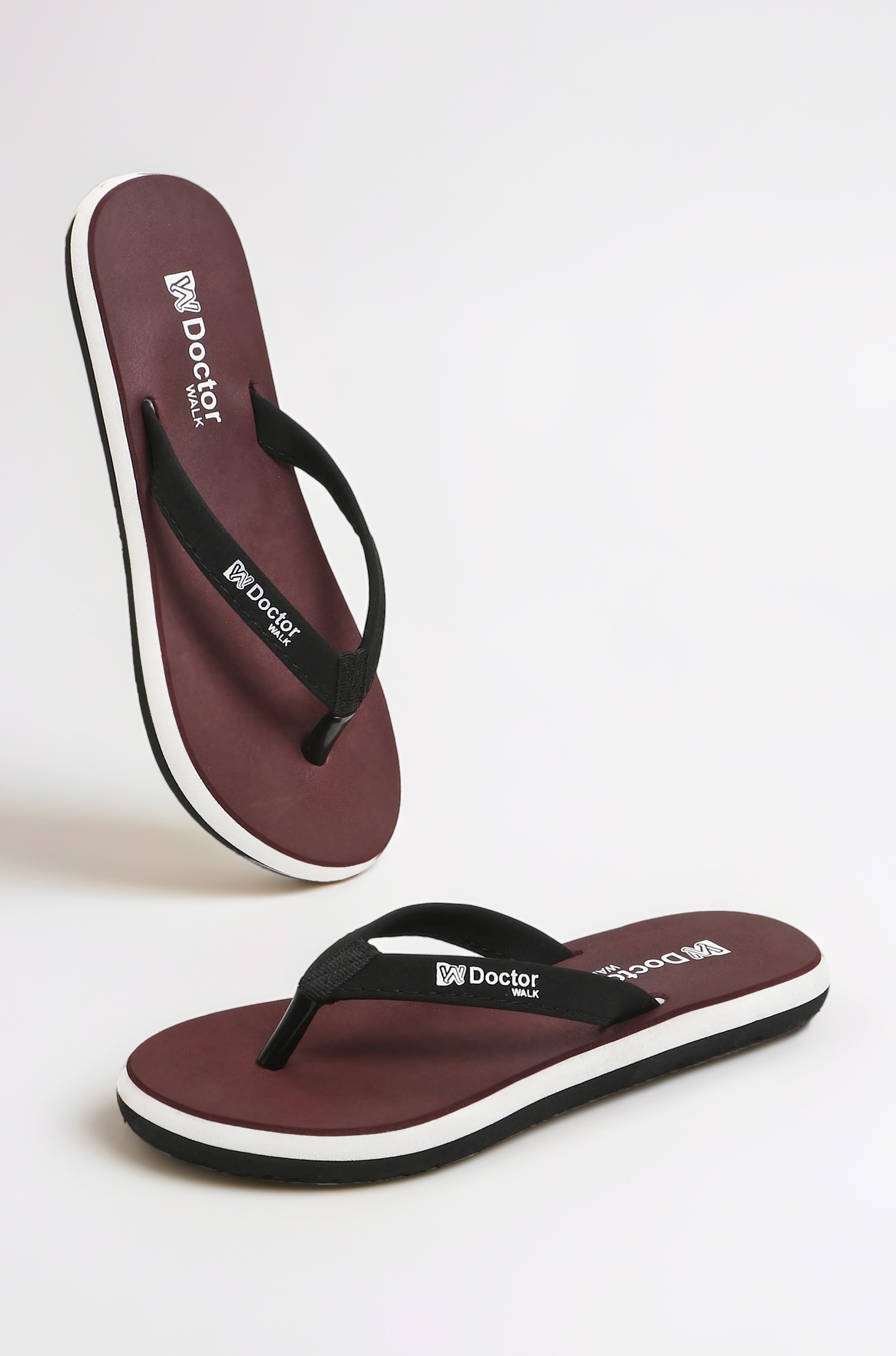 Flip Flops with Comfortable Footpad, Soft Straps, Anti-Skid Design, Black and White Slipper for Women's