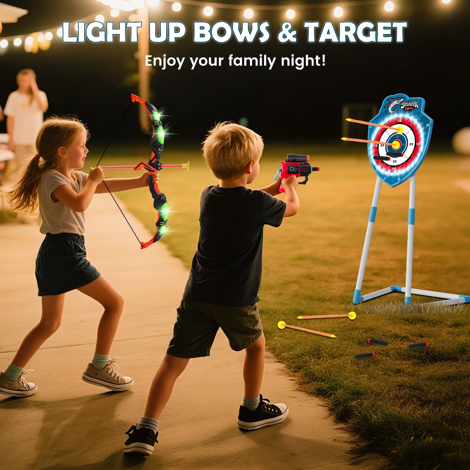 VATOS Juego de 2 Juguetes LED para niños de 5 a 12 años, Arco Luminoso y Objetivo de Ventosa de tiburón, 73 cm, para Interior y Exterior, Regalo para niños y niñas — view 2