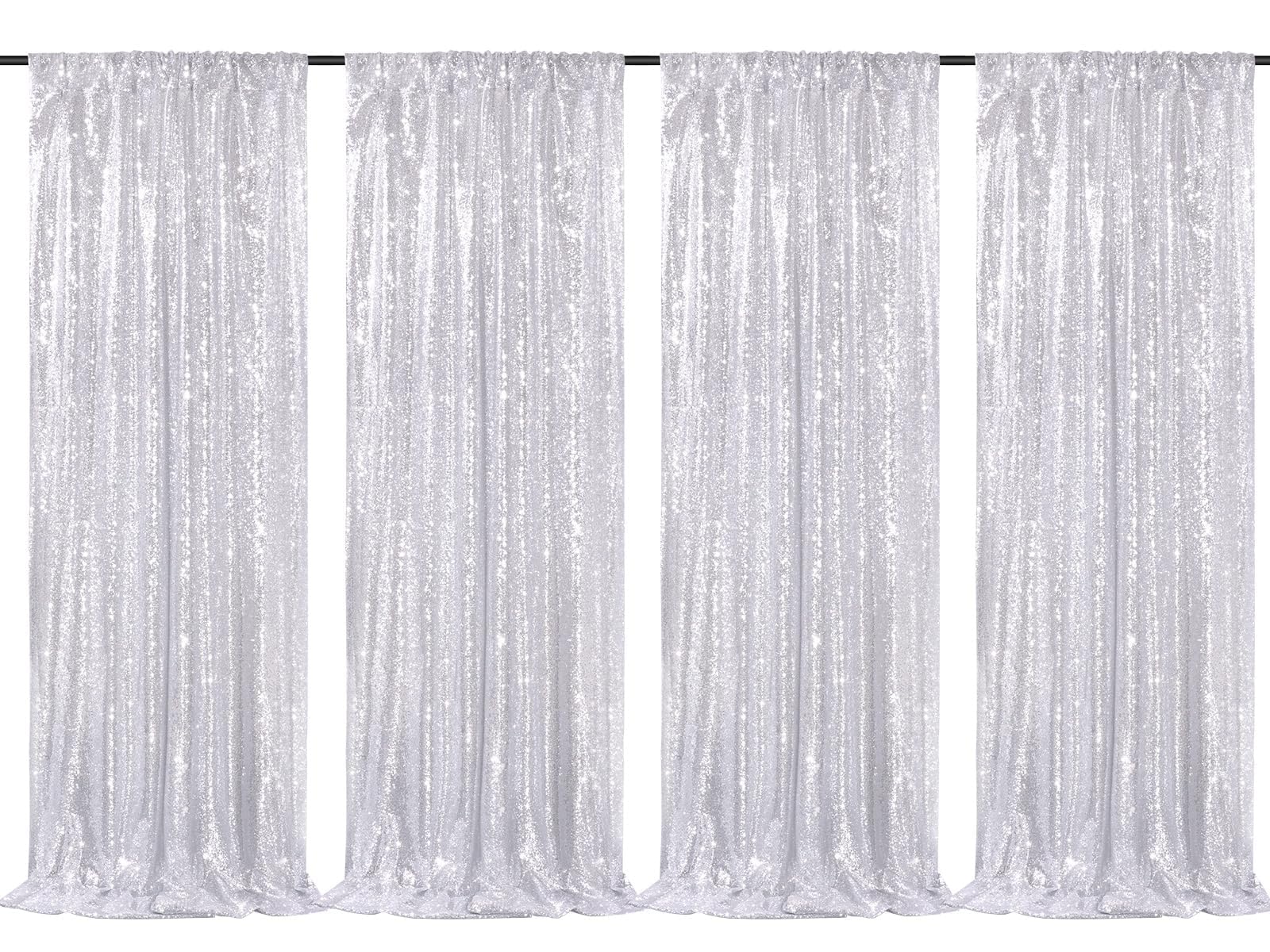 2 Pieces Gold Sequin Backdrop Curtain Panels Stage 2FTx8FT Party Wedding Background Drapes — view 37