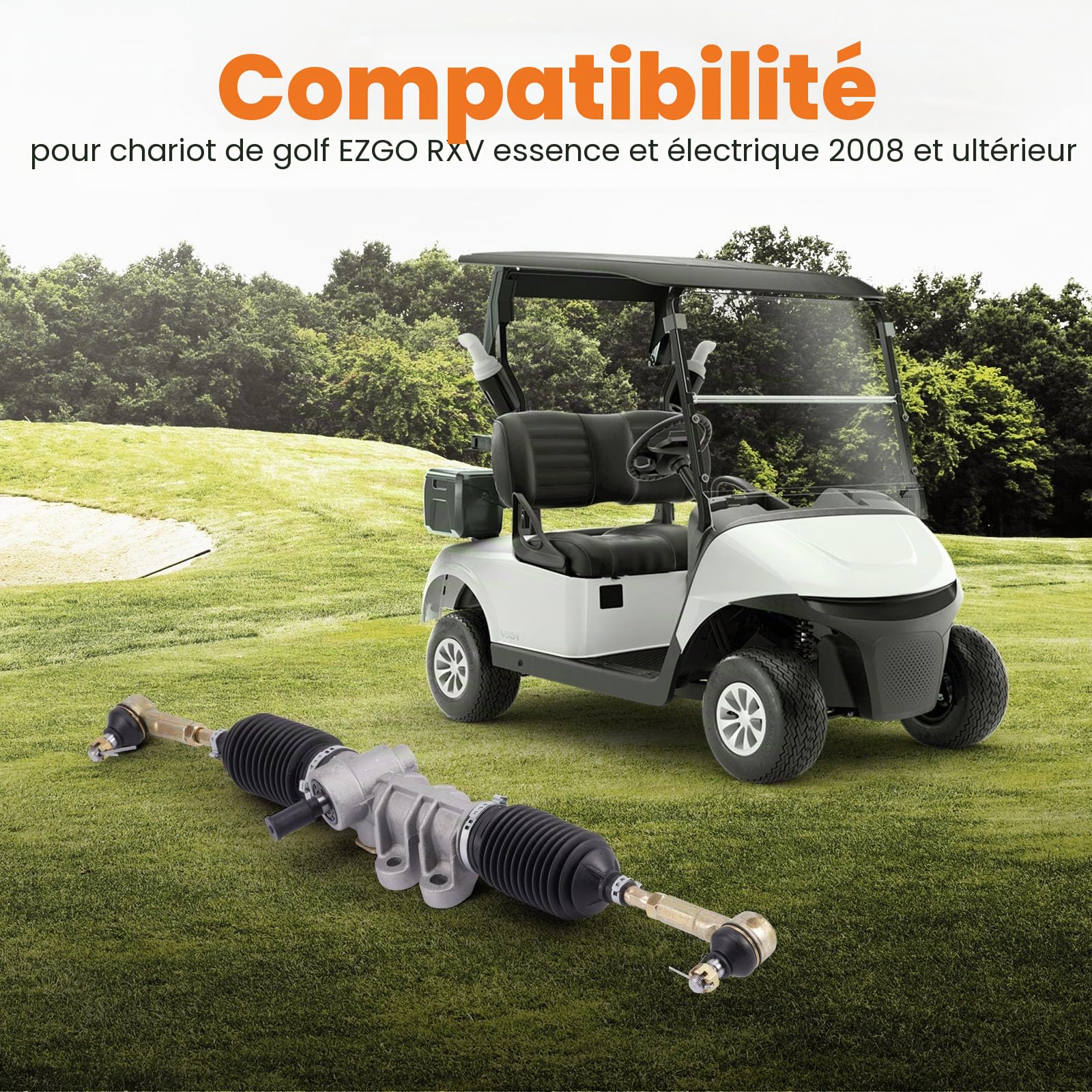 maXpeedingrods Boîte de direction à crémaillère pour golf RXV 2018-618329 | Versions essence et électriques Avec rotules de direction 601580 618329 851-201