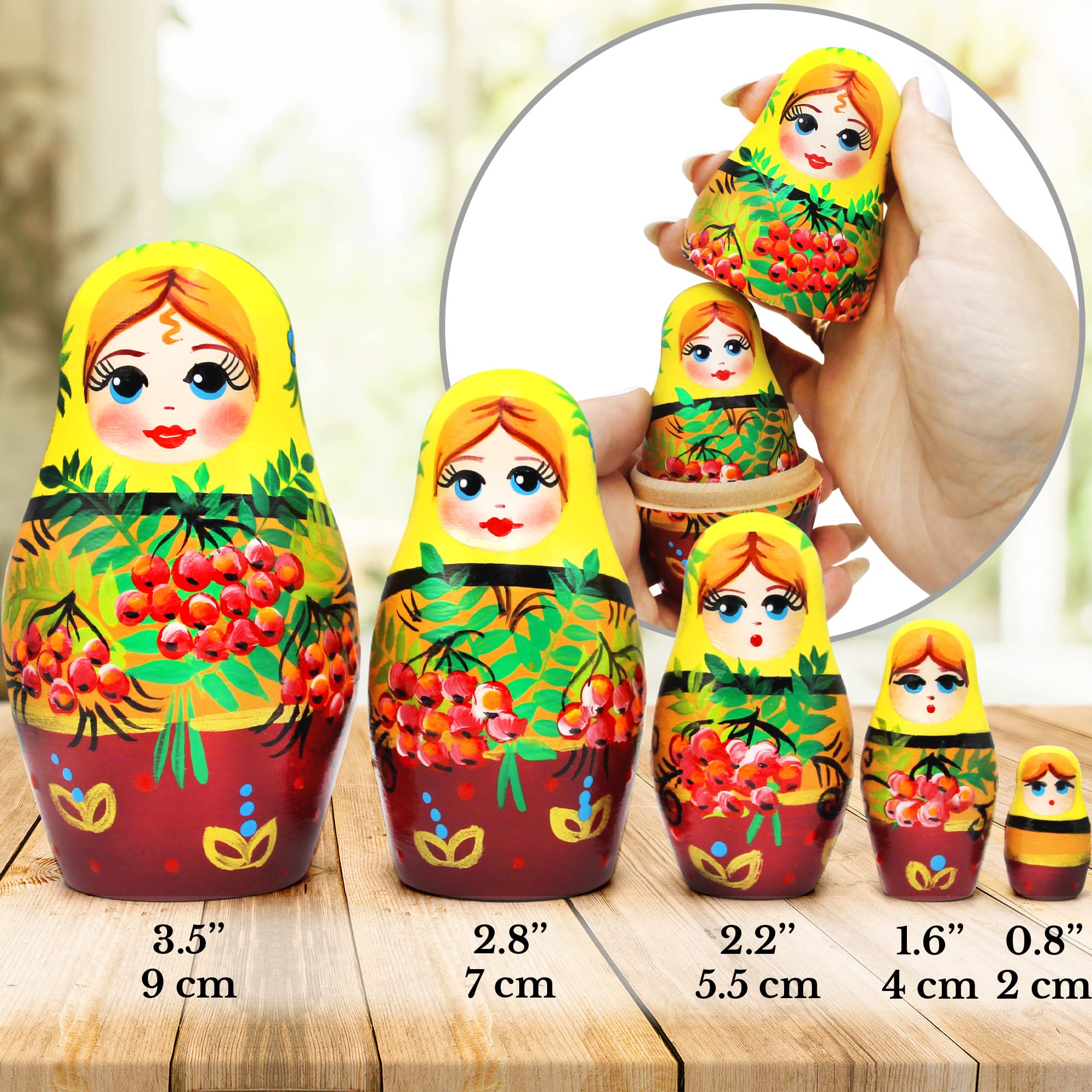 Amazon | ロシアの入れ子人形セット 5点 ロシアン人形 ローワンの枝