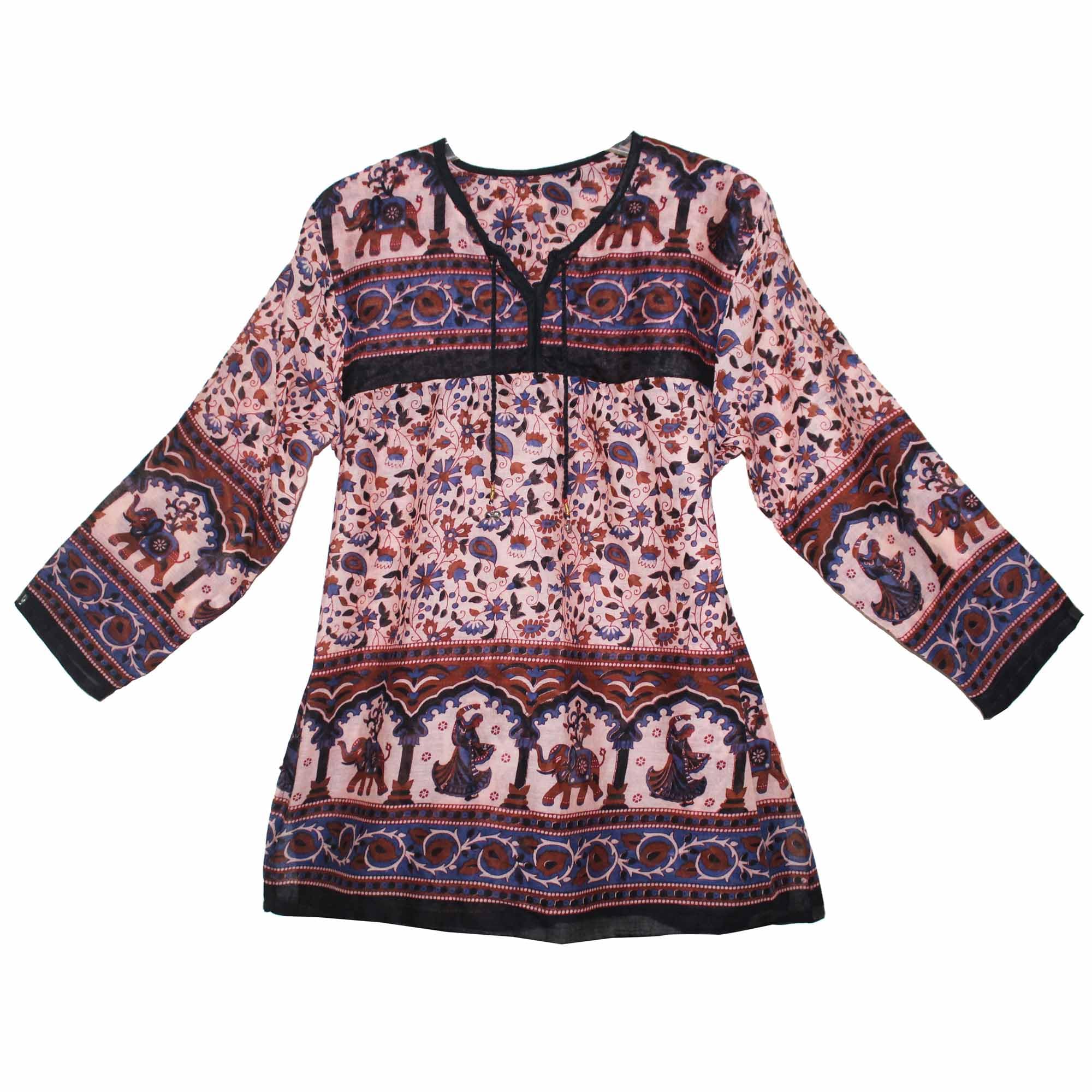Indian Vintage Ethnic Cotton Hippie Blusa Top Dress Blouse For Women