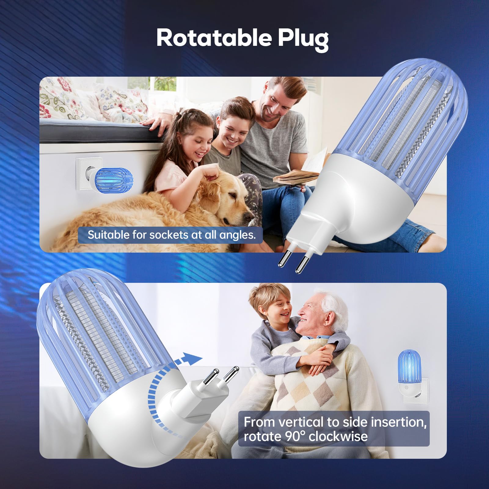 Antizanzare da Presa, Lampada Elettrica per Zanzare, Confezione da 2 Dissuasori Elettrici per Insetti con Luce UV – Lampada Antizanzare per Zanzare, Mosche e Falene