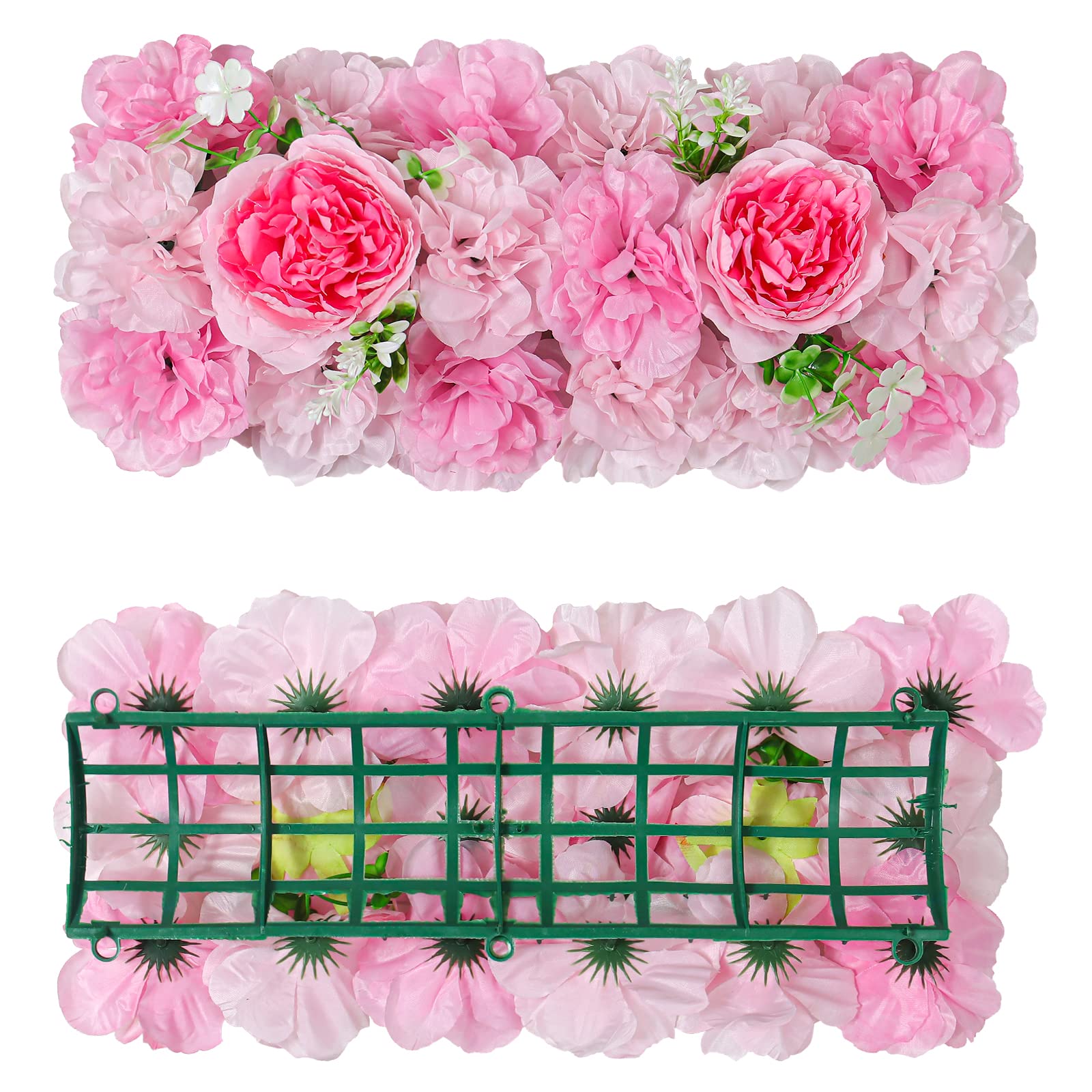 Wedding Artificial Peony Floral Arch Pink 1Pack - 3D Floral Row Faux Silk Realistic Table Flower Wall Decor Arrangement for Wedding Birthday Party Road Lead Flower Special Events Ceremony Decoration