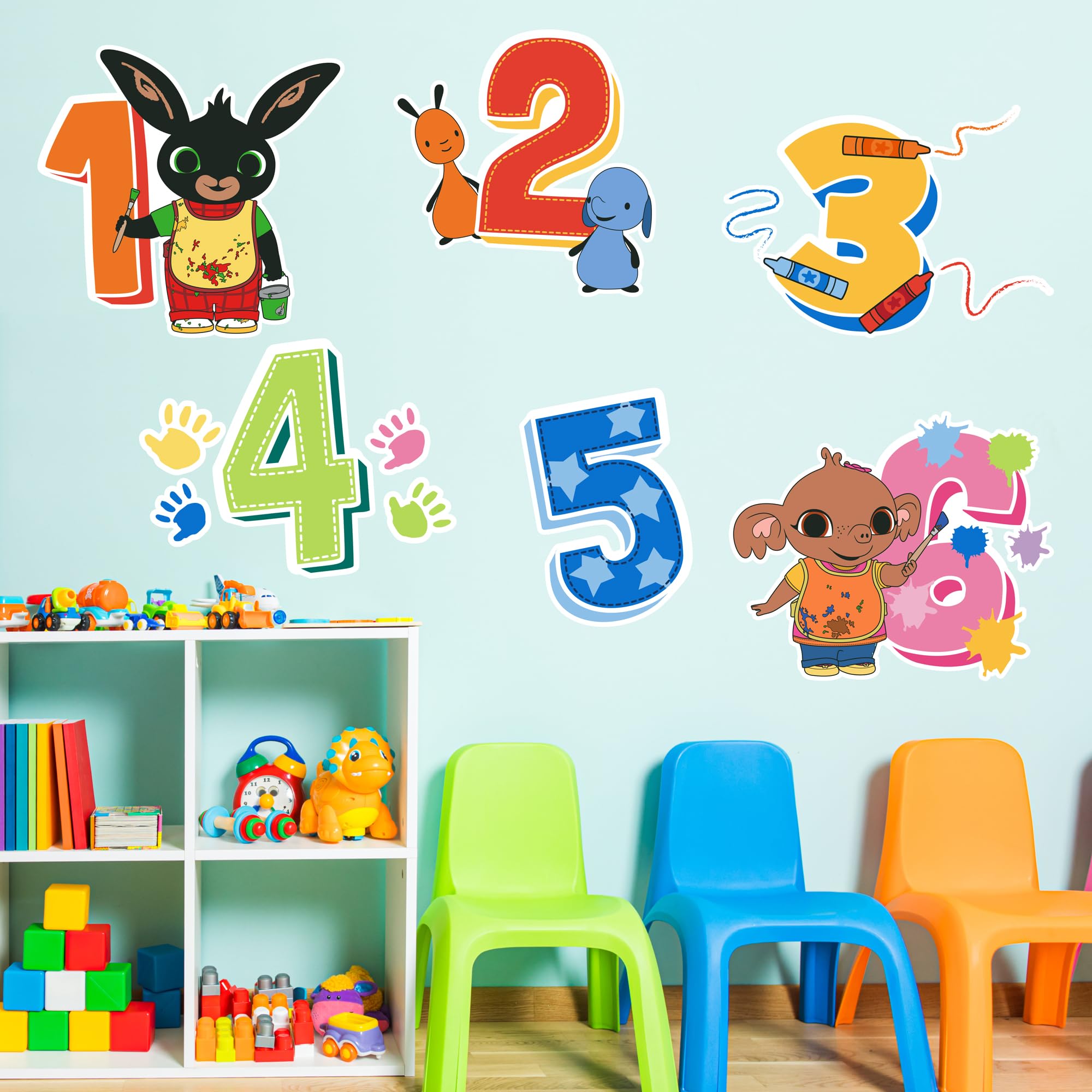 Themed Bing Wall Sticker - Bing Bunny And Friends Counting Numbers Wall Decal Setkids Art (120Cm Width X 80Cm Height)