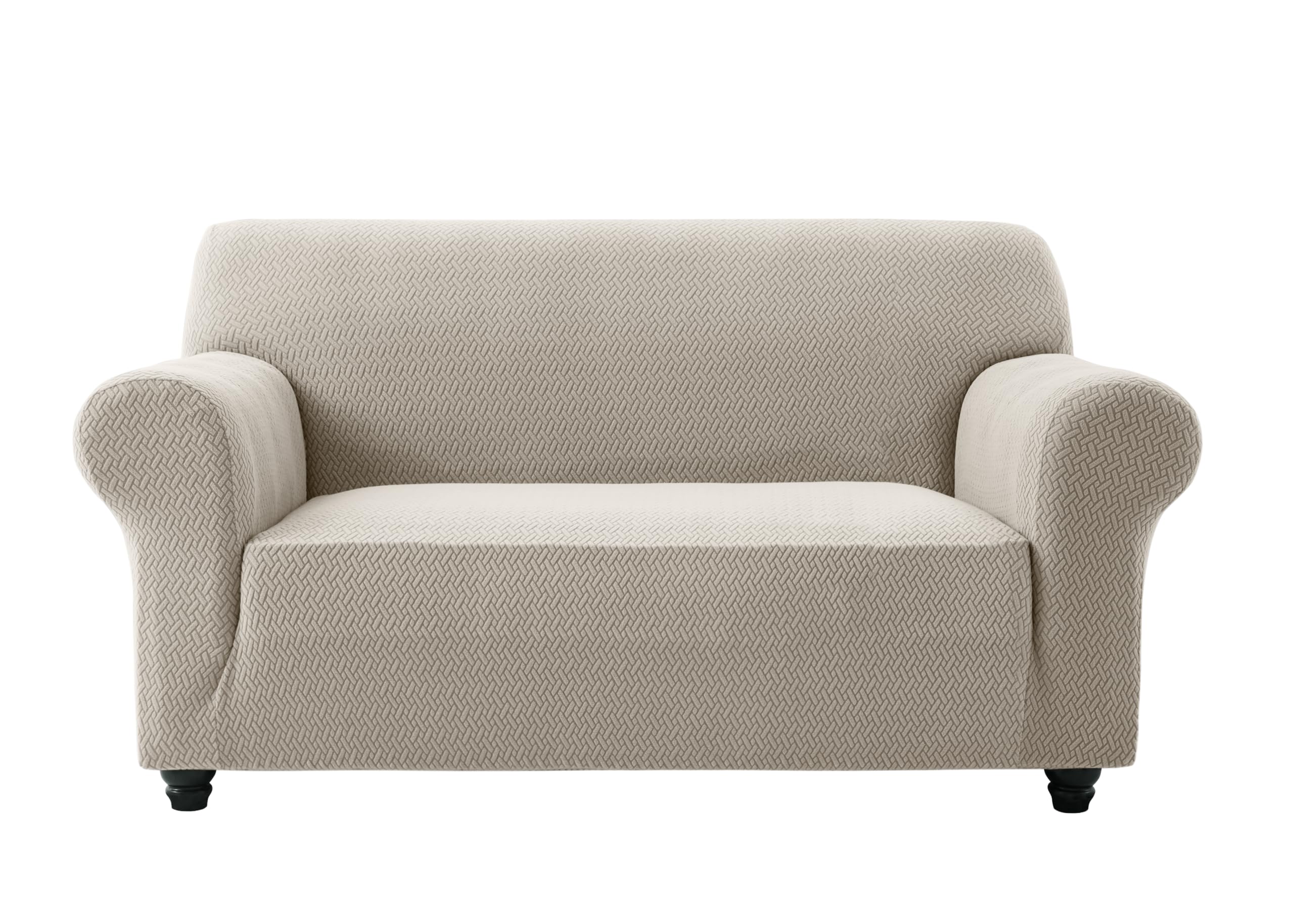 AMEHA High Stretch Sofa Cover 2 Seater Spandex Elastic Fit Slipcovers T Shape Non Slip Loveseat Couch Covers Furniture Protector - 2 Seater, Beige