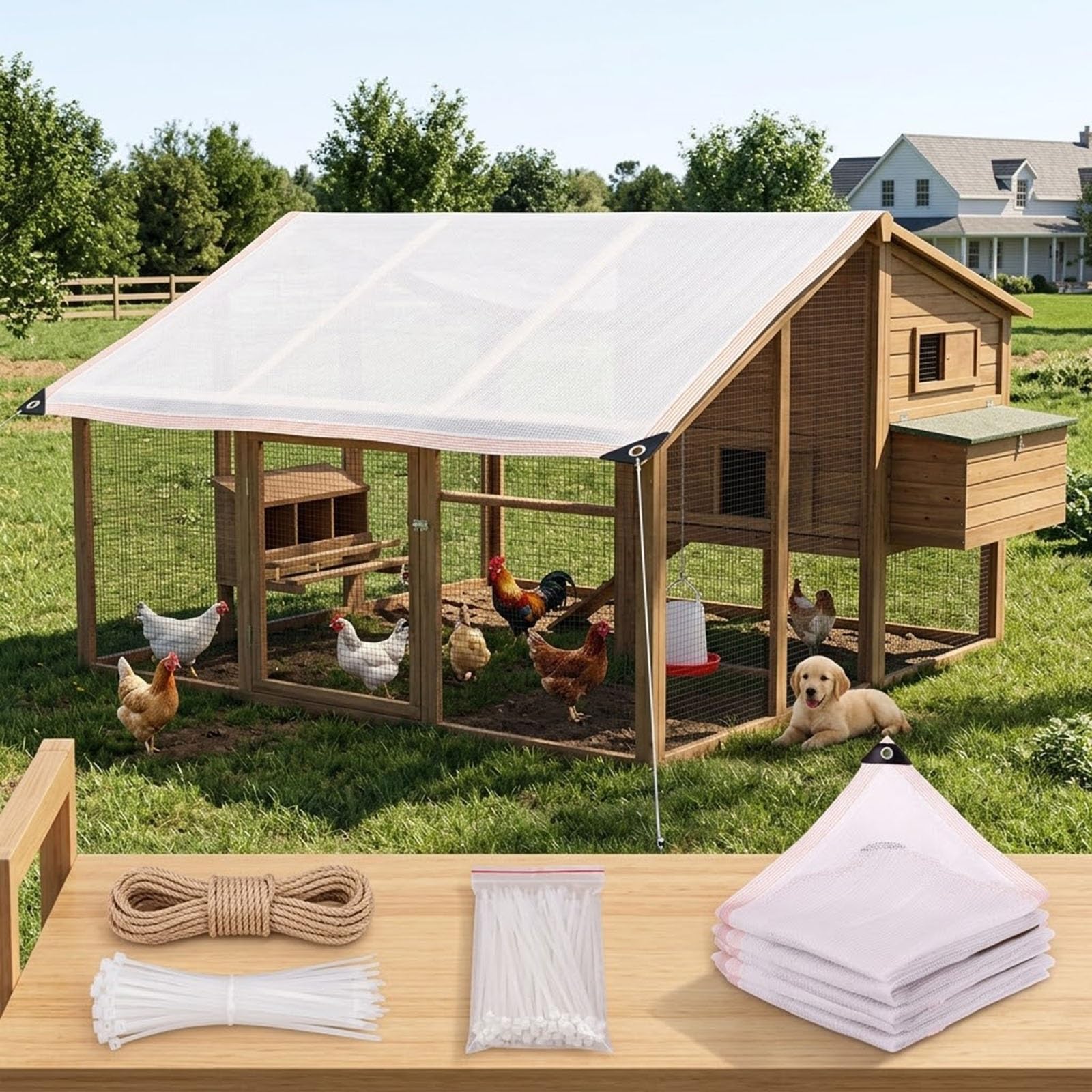 50% White Shade Cloth for Dog Kennel Sunblock Cover, Garden Plants Mesh Tarp with Grommets Sun Shade, Outdoor Privacy Screen for Greenhouse Patio Yard Canopy Shades(1x9m)