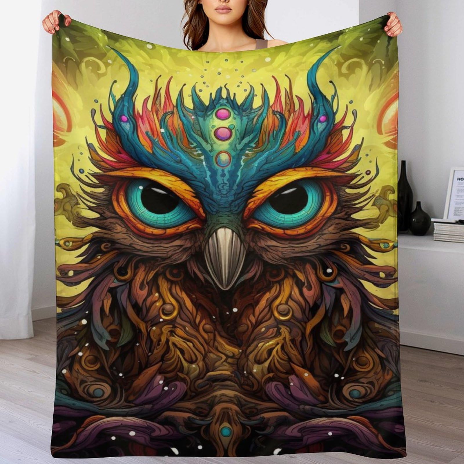 Couverture en flannel hibou pour vos soirees cocooning sur le canape