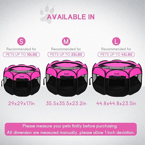 Miniatura 28 de Corralito para gatos, de interior, cerrado, portátil, plegable, para perros, exteriores, con cubierta superior y cremallera, gatitos, cachorros, Rosa