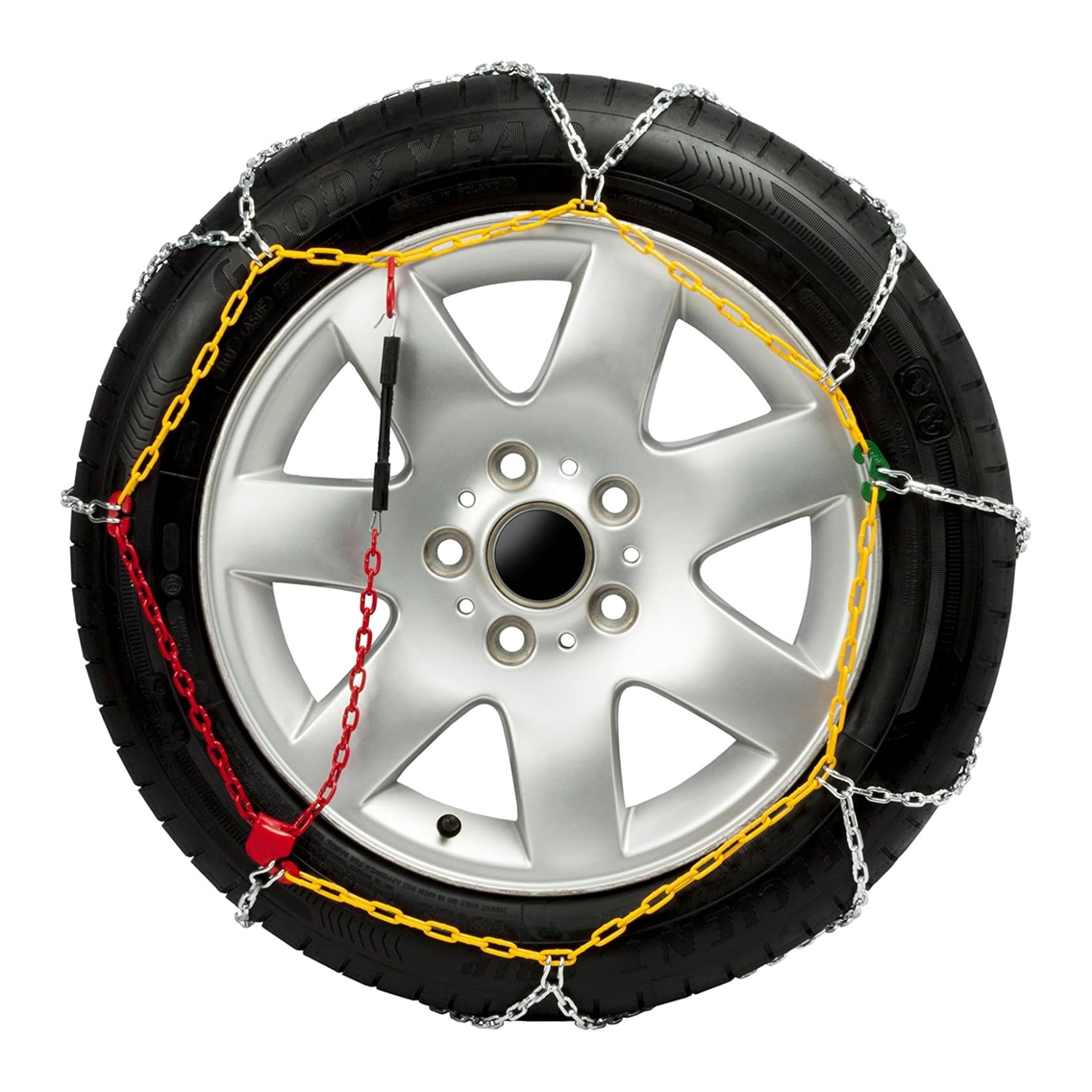 Jeu de 2 Chaînes à Neige en Métal de 9 mm pour Voiture Taille 90 avec Tendeur Automatique Goodyear