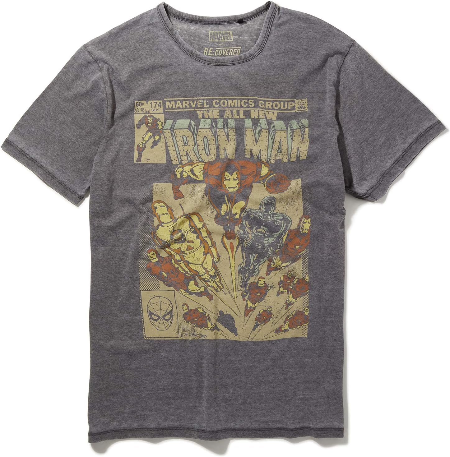 Recovered Marvel All New Iron Man Retro Comic Cover Mid Grey T-Shirt