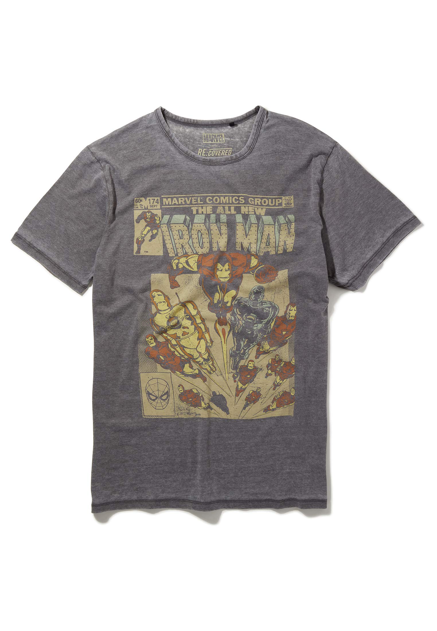 Recovered Marvel All New Iron Man Retro Comic Cover Mid Grey T-Shirt
