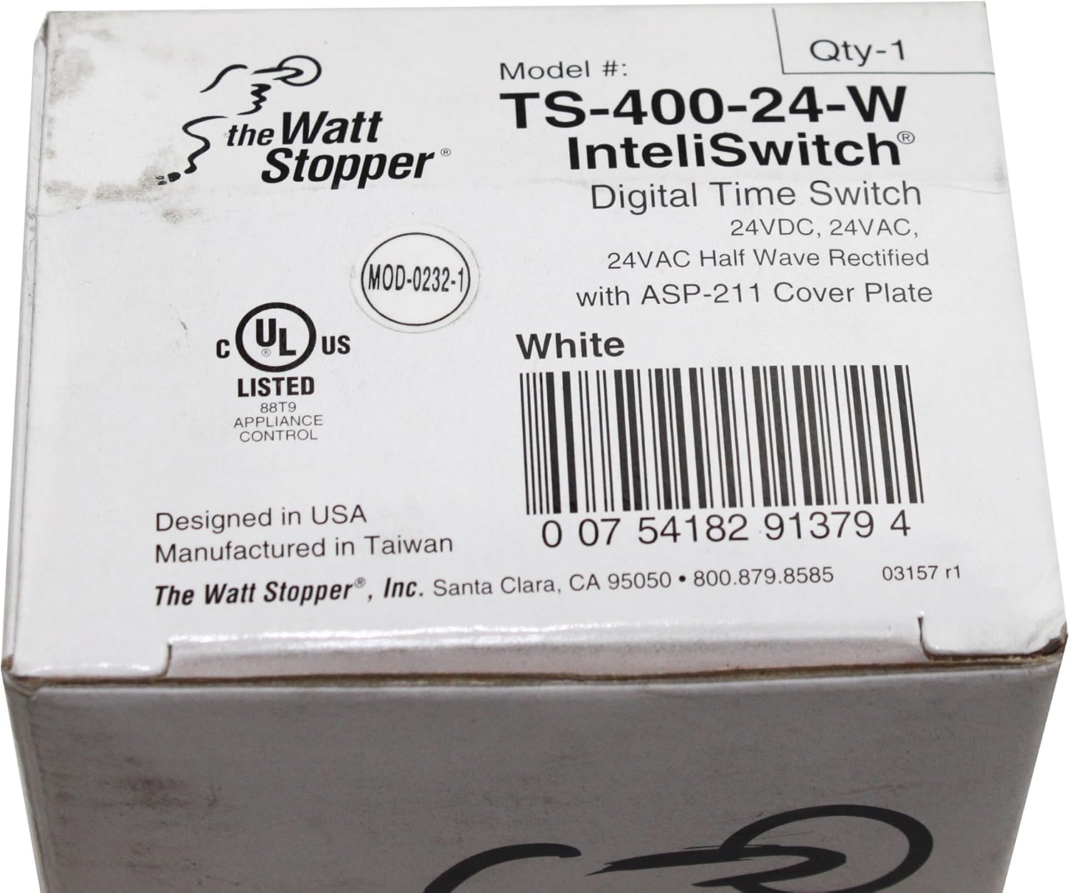 Wattstopper TS-400-24-W Inteliswitch Digital Timer Wall Switch Occupancy Sensor, 24V White